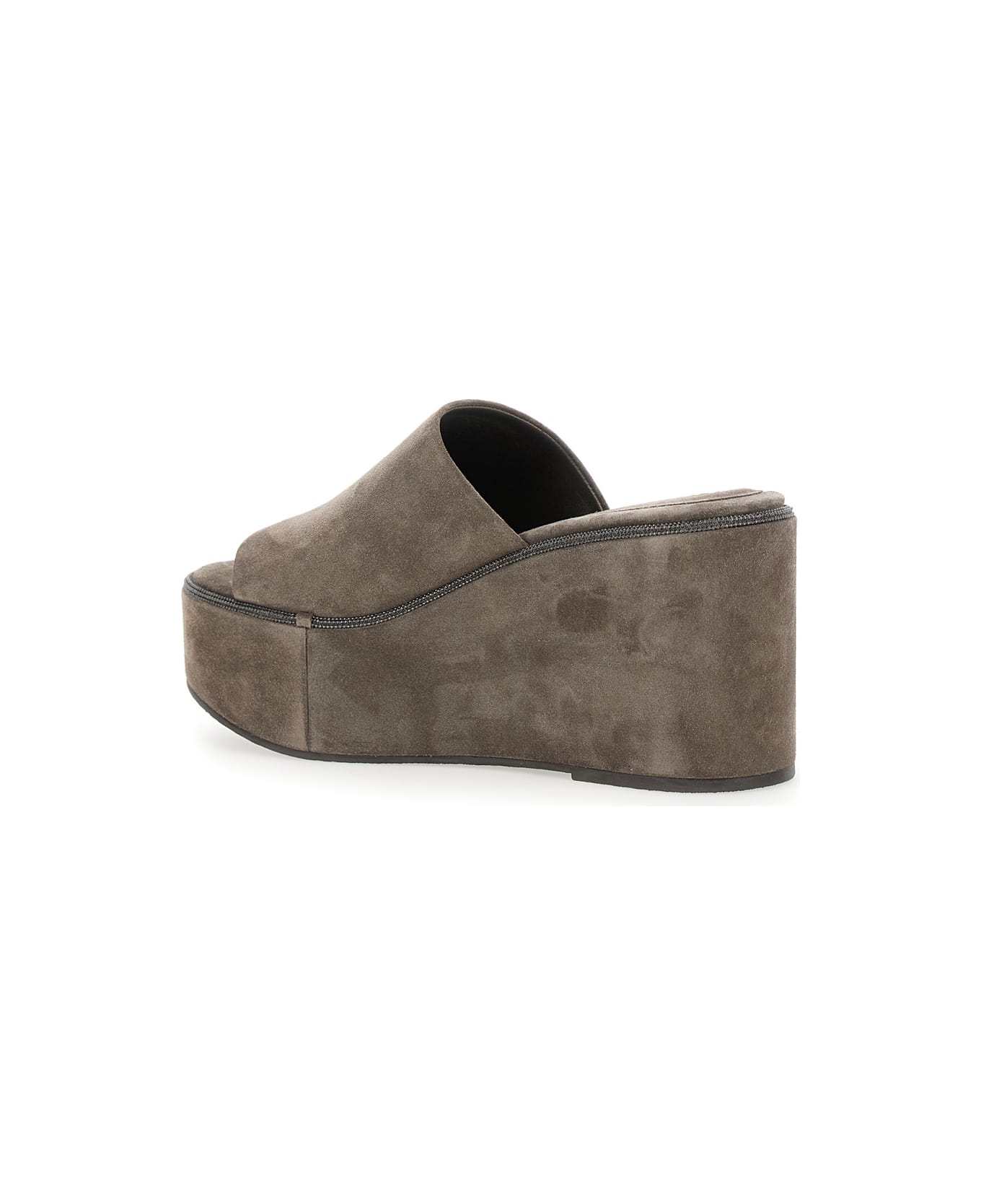 Brunello Cucinelli Brown Wedges With Almond Toe In Suede Woman - Brown