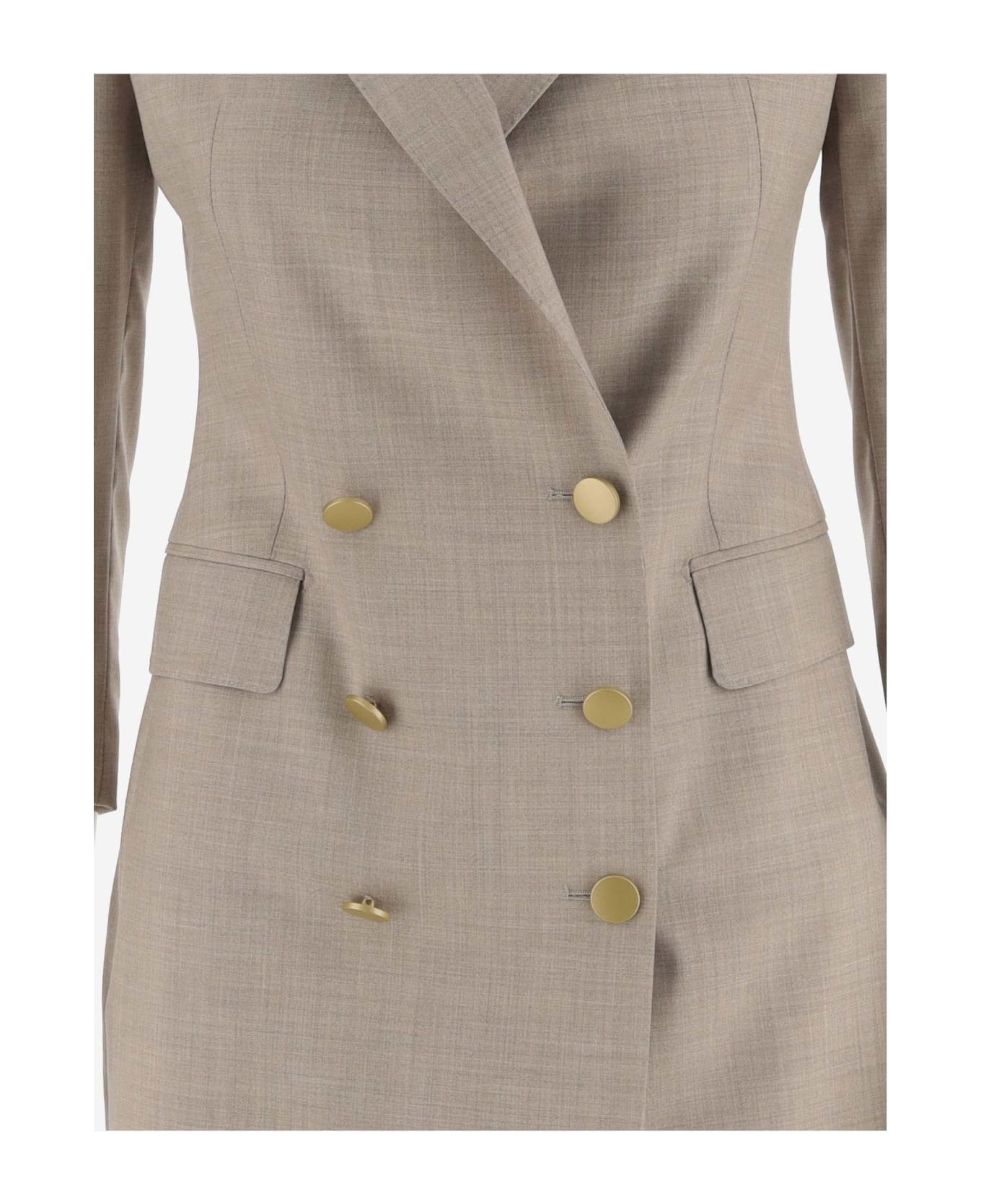 Tagliatore Wool And Silk Double-breasted Jacket - Beige レインコート