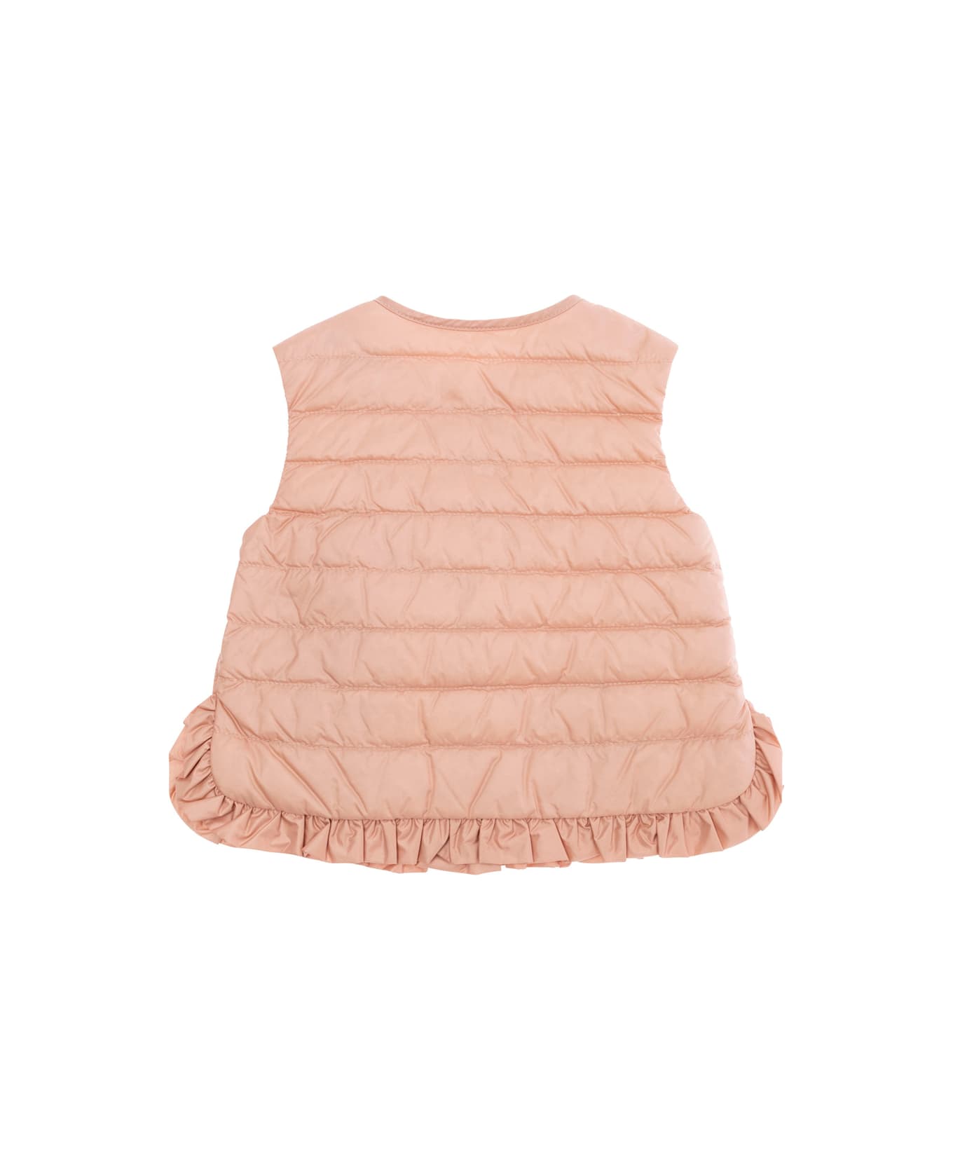 Moncler 
portia
 Pink Sleeveless Down Jacket With Logo Patch Onthe Front In Tech Fabric Baby - Pink