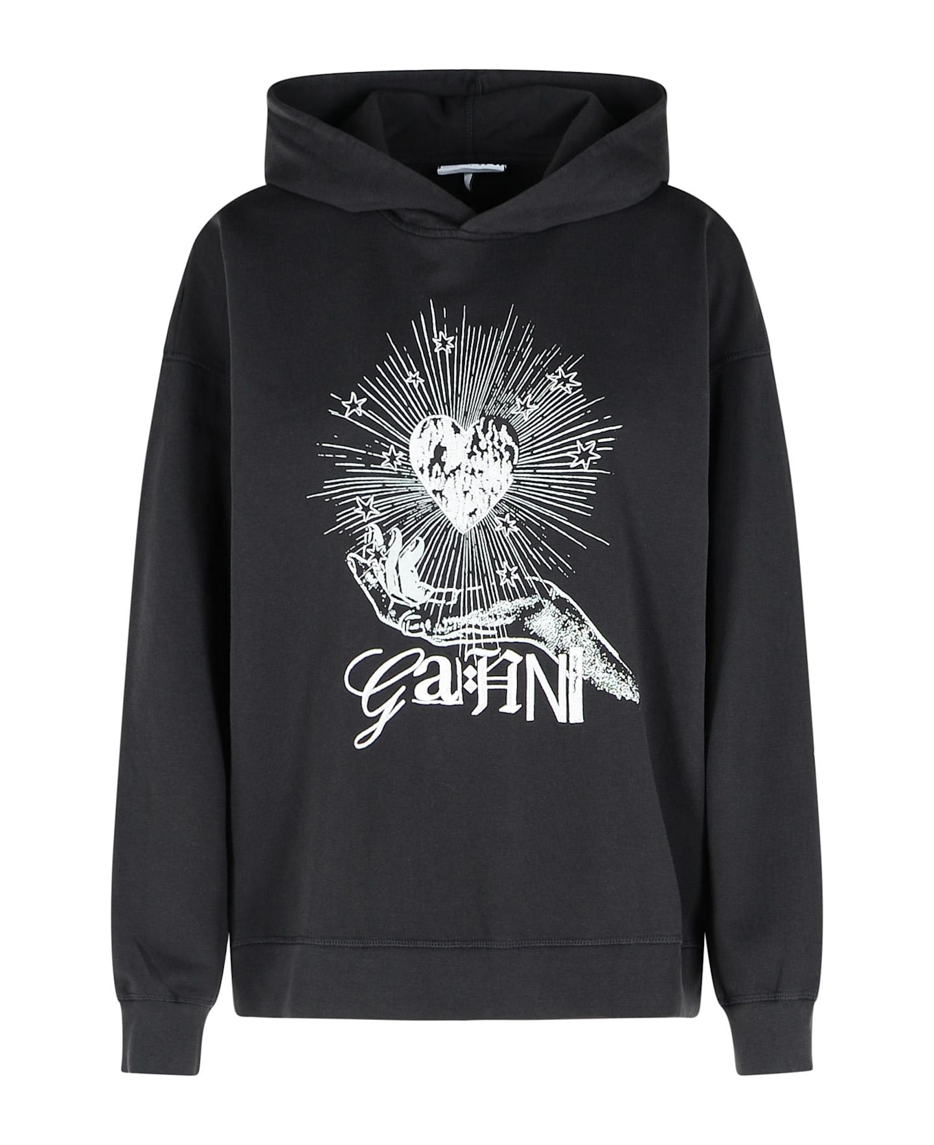 Ganni Black Isoli Heart Hoodie - Black
