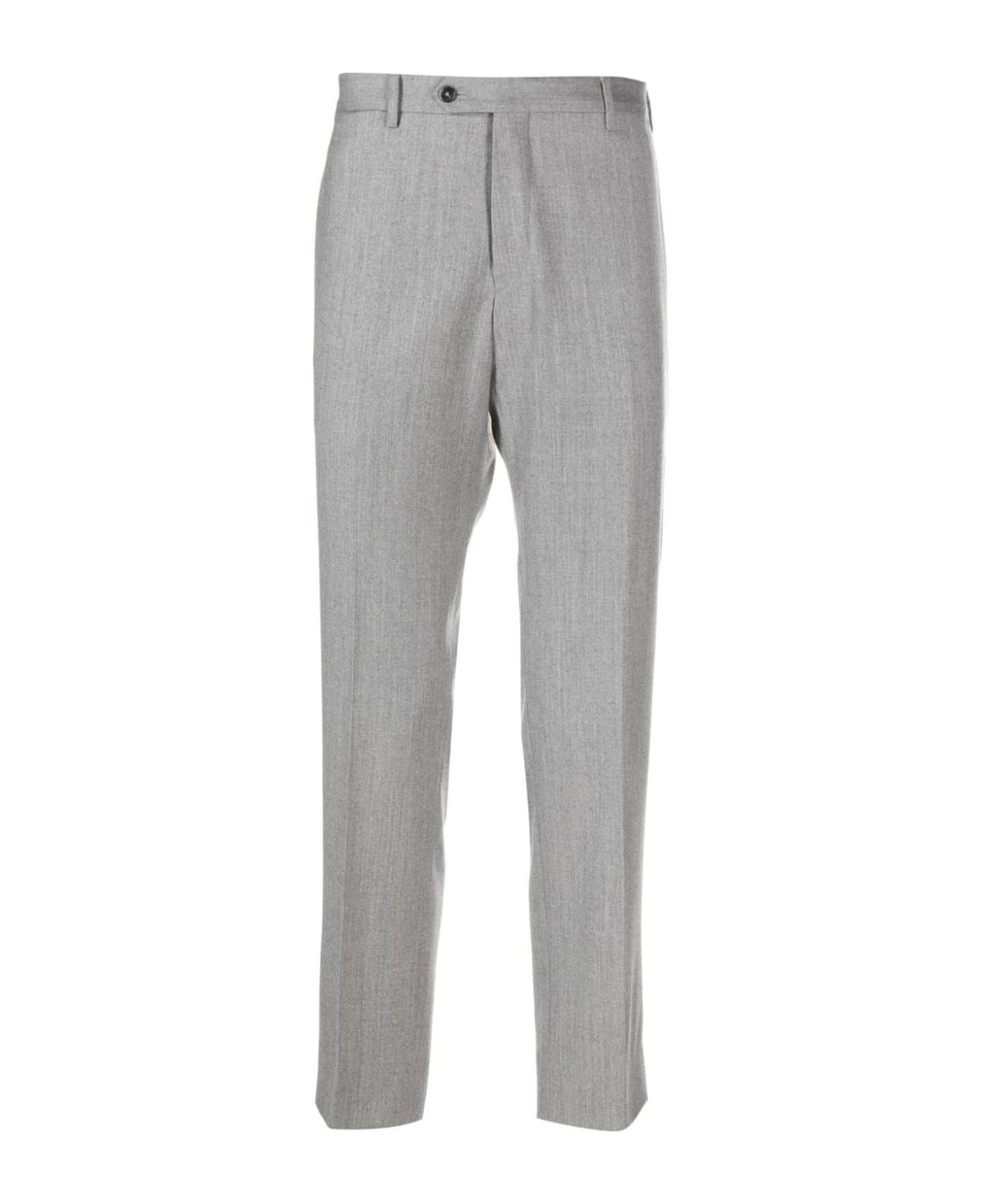 Briglia 1949 Light Grey Virgin Wool Blend Trousers - Grey