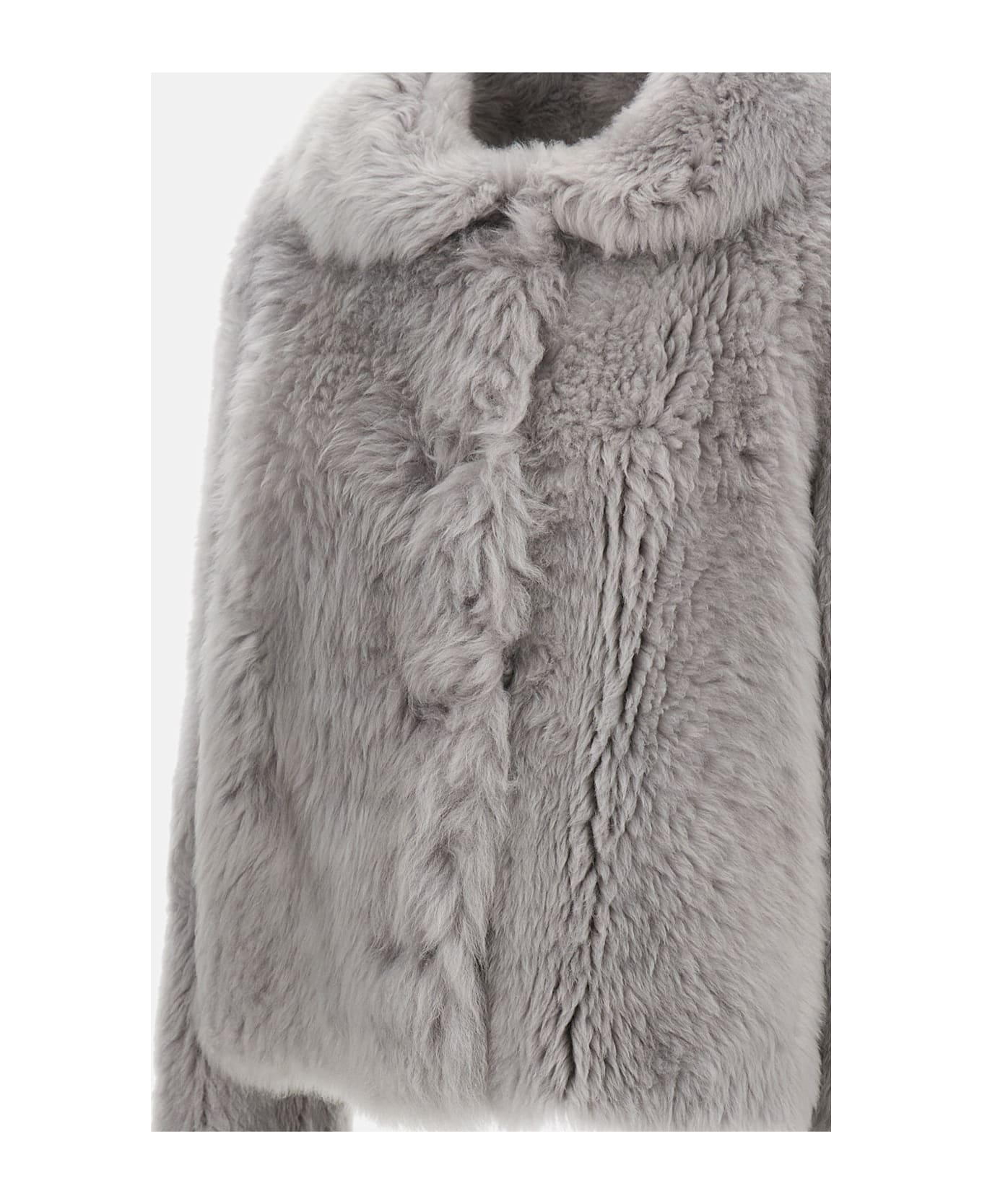 Desa 1972 Shearling Trapeze Jacket - Grey