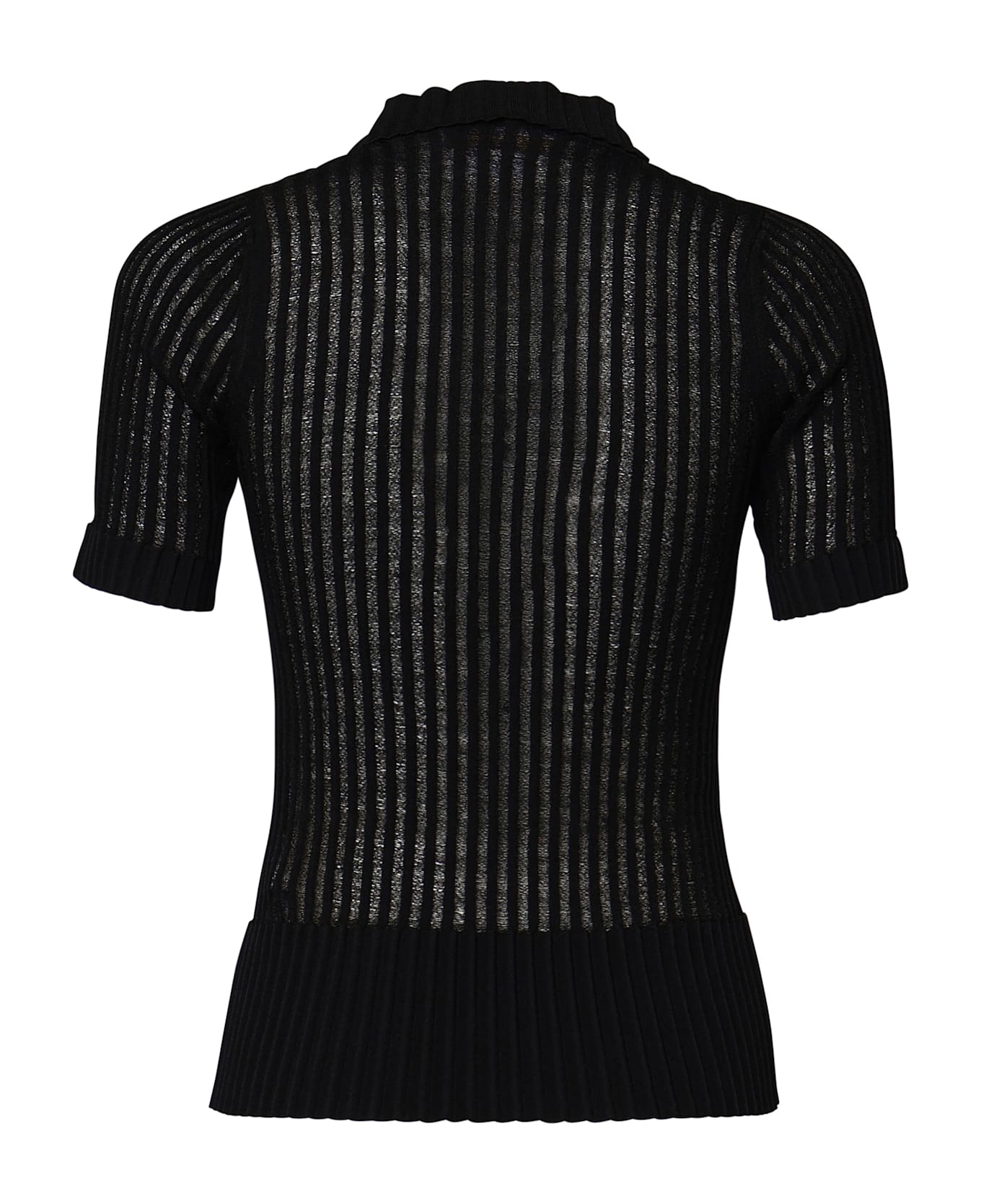 Genny Viscose Polo Shirt With Pleats - Black
