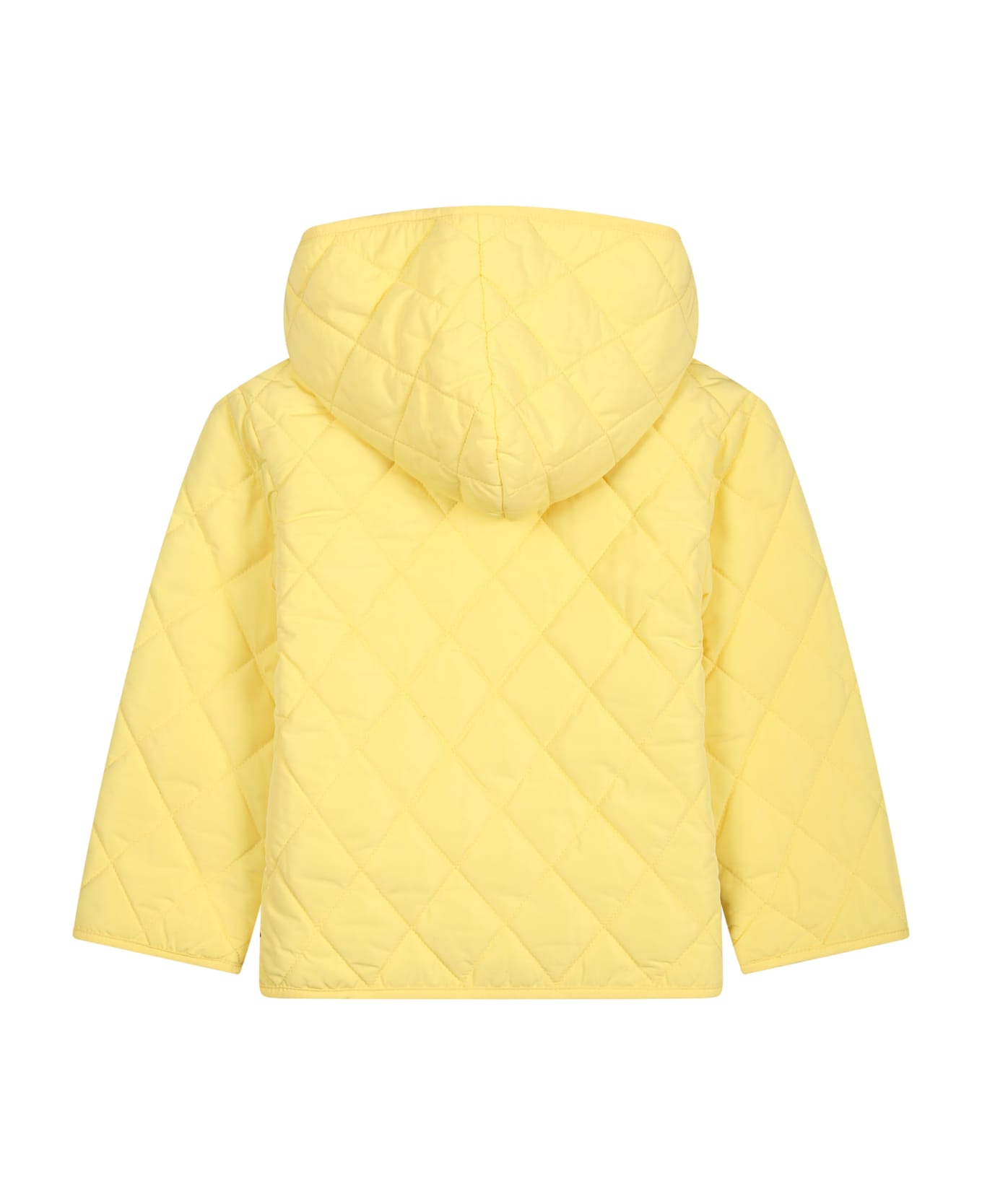 Moschino Yellow Down Jacket For Babies With Teddy Bear And Logo - Yellow