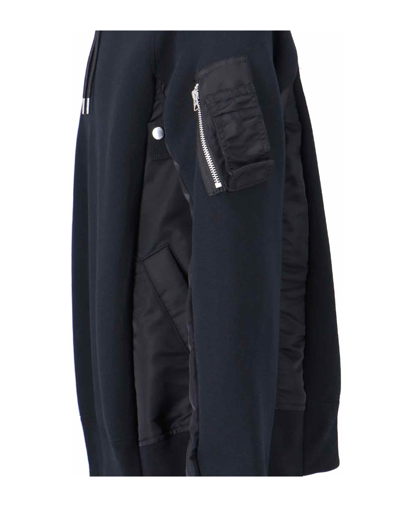 Sacai Nylon Detail Sweatshirt - Black