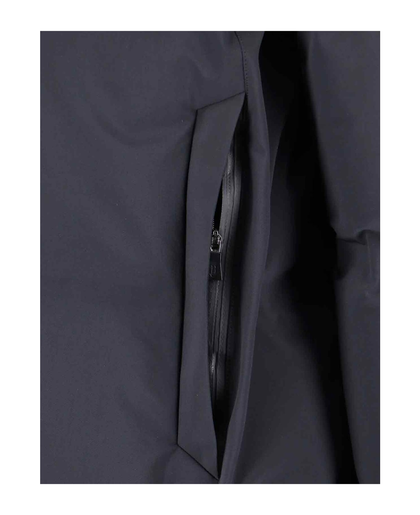 Herno Logo Zip Coat - Black