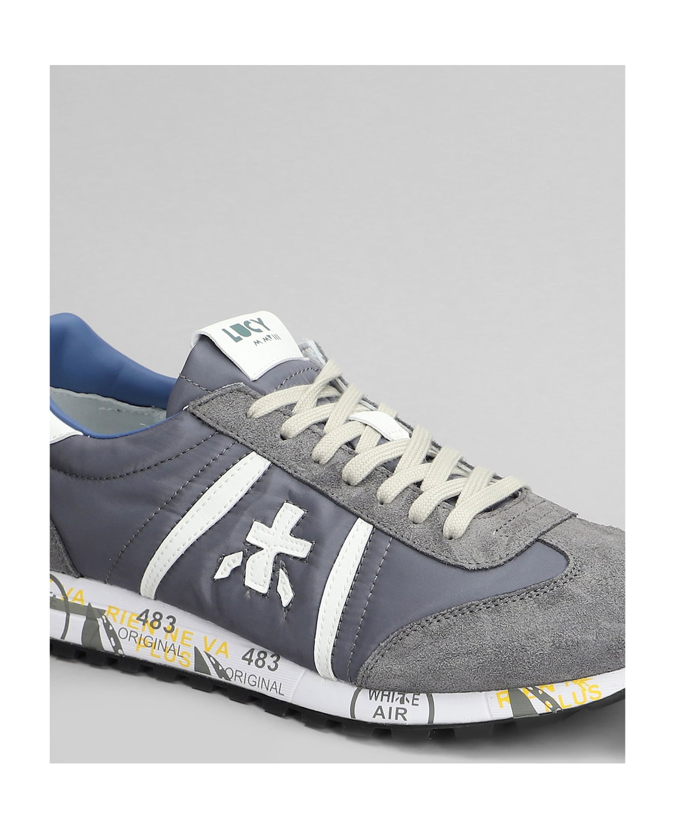 Premiata Lucy Sneakers In Grey Suede And Fabric - grey