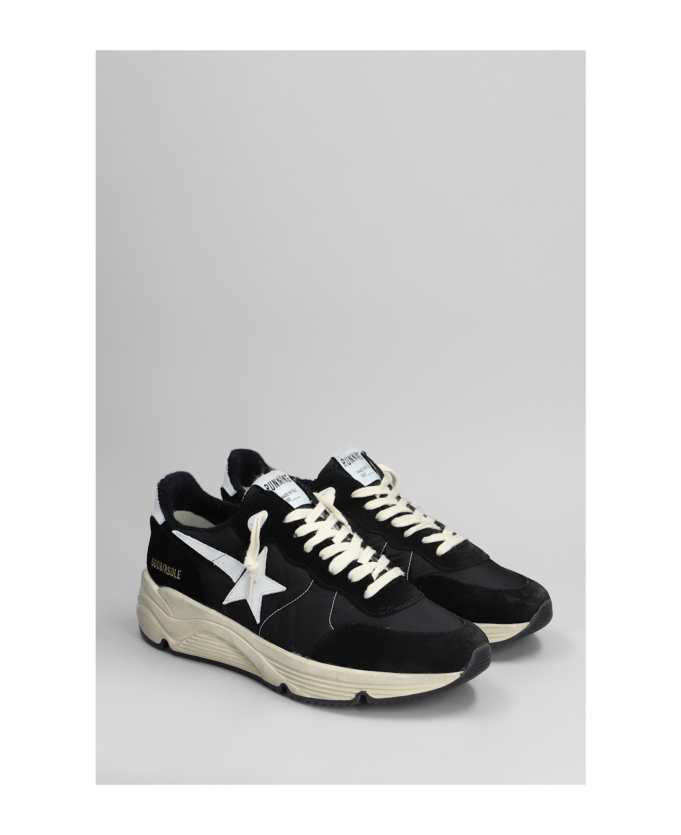 Golden Goose Running Sneakers In Black Suede And Fabric - black