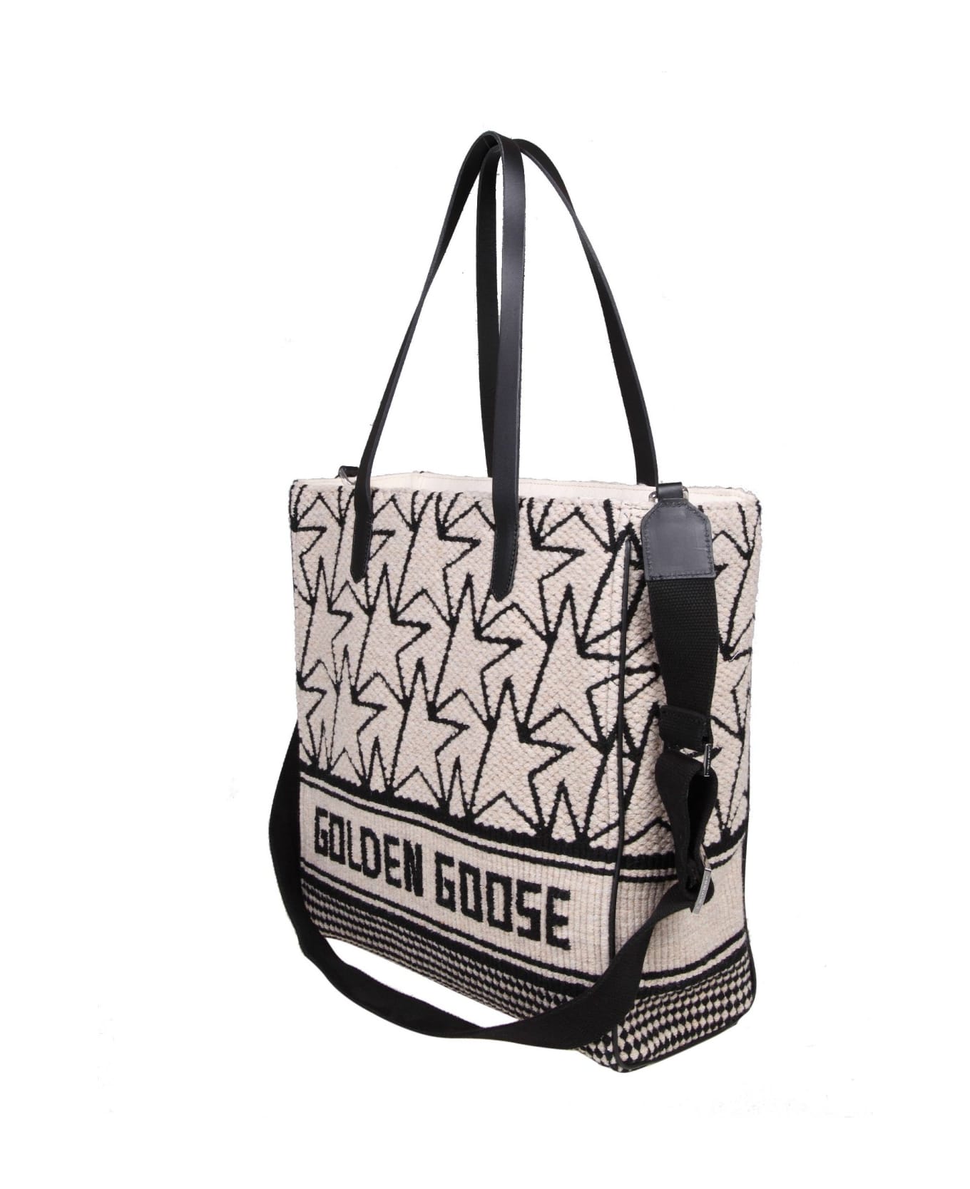 Golden Goose California Bag In Cotton And Leather - White