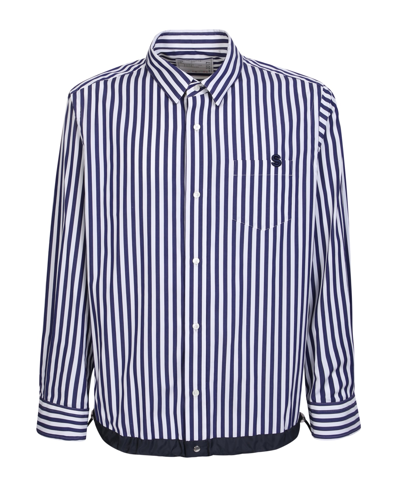 Sacai Striped Shirt With Drawstring Waist Details - Blue