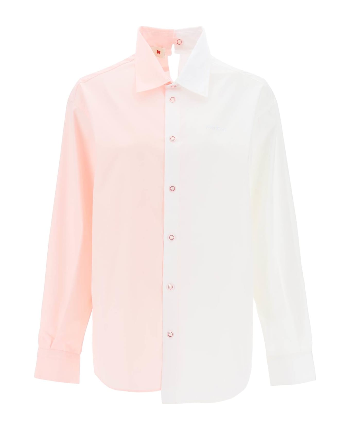 Marni Asymmetrical Two-tone Shirt - LILY WHITE (White)