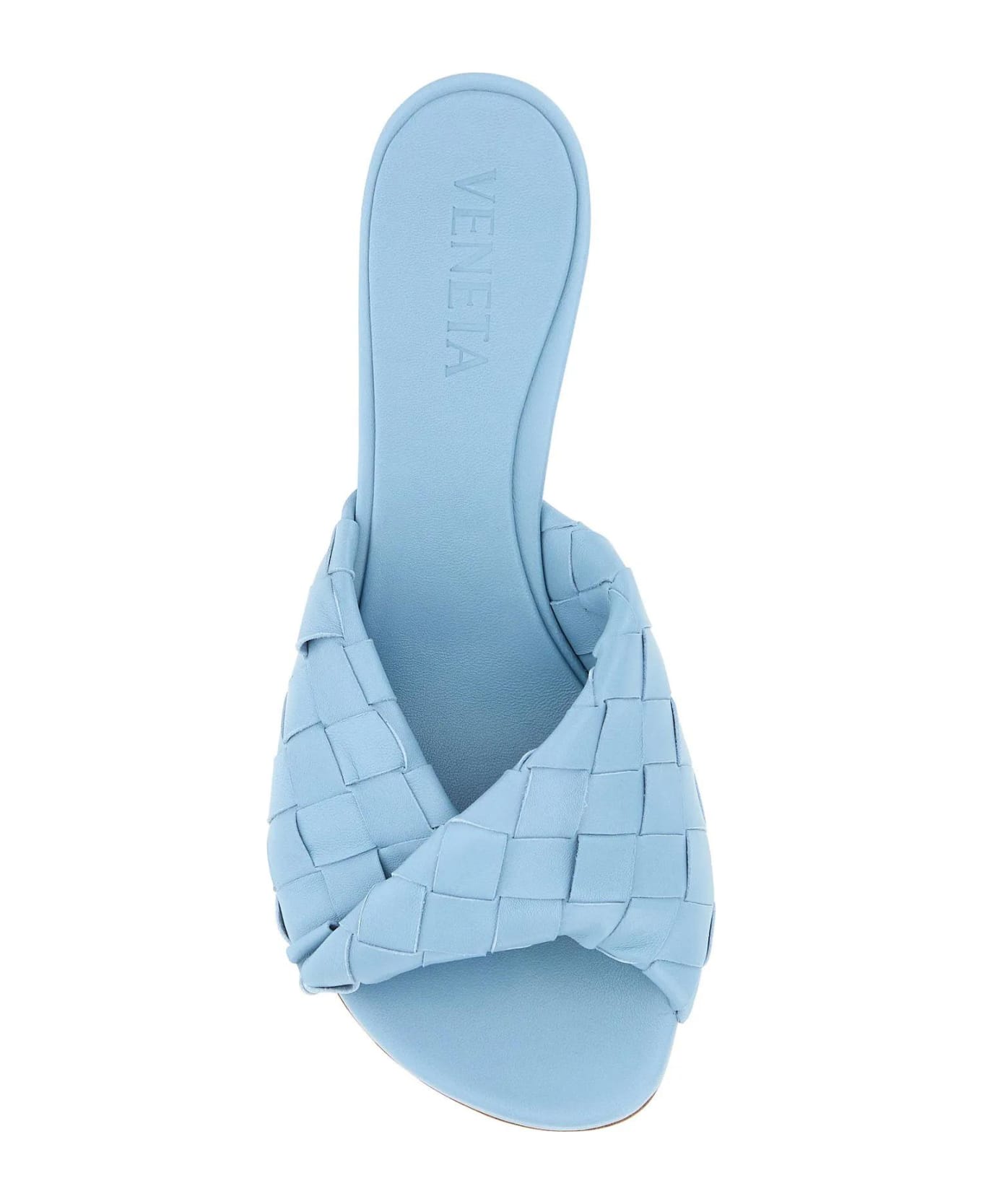 Bottega Veneta Light Blue Leather Blink Mules - Blue