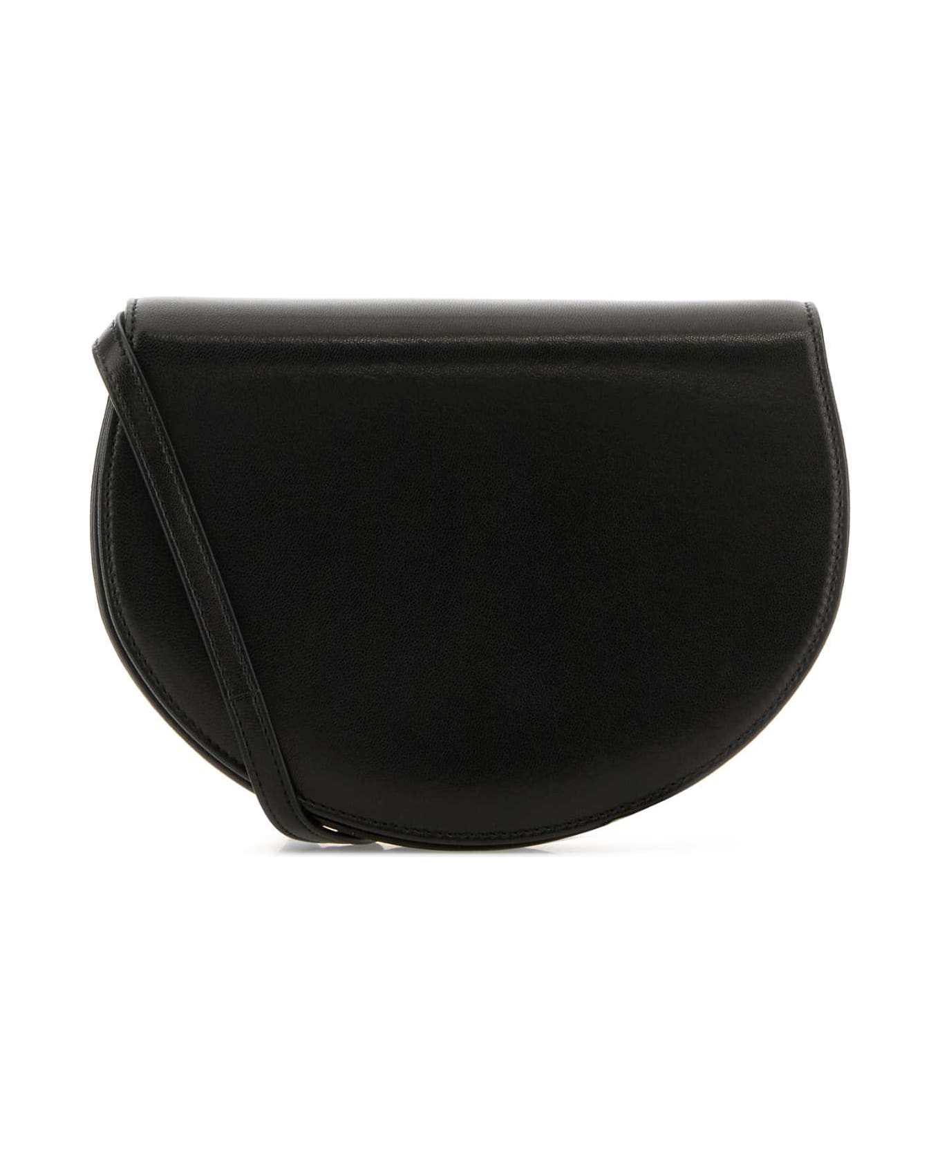 The Row Black Leather Canteen Shoulder Bag - BLACKANS