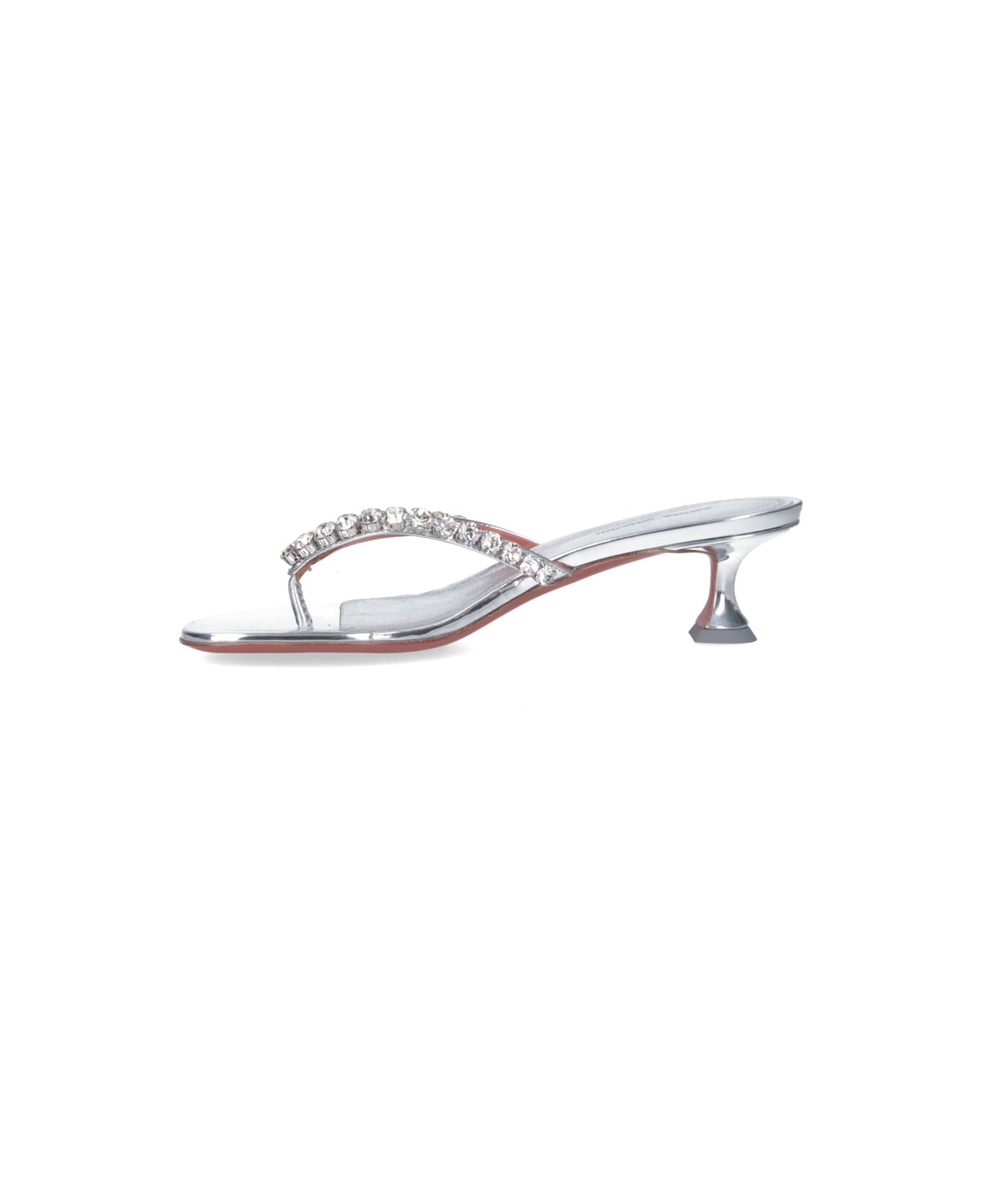 Amina Muaddi Thong Sandals With Rhinestones "gigi" - Silver