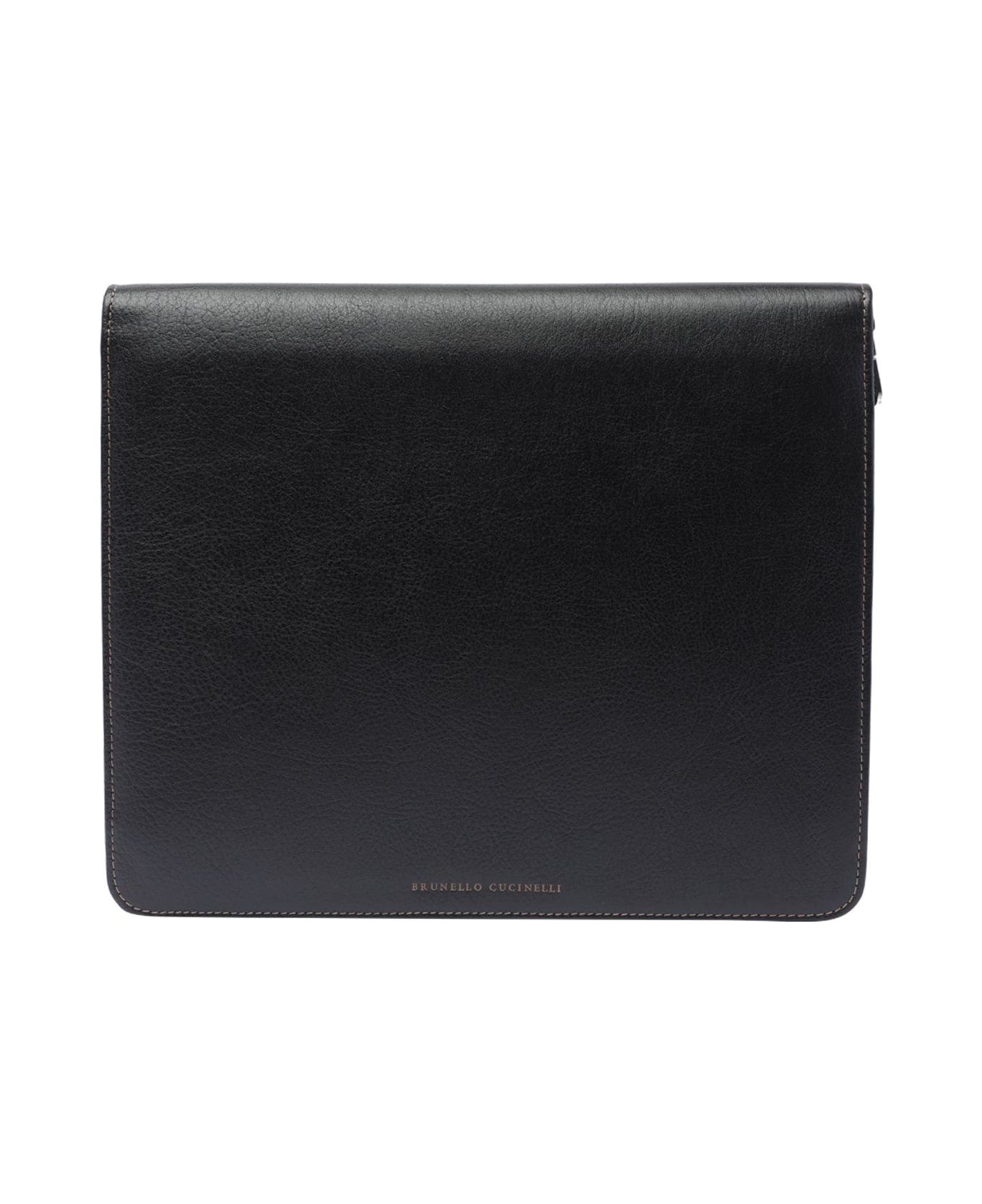 Brunello Cucinelli Zipped Laptop Bag - BLACK