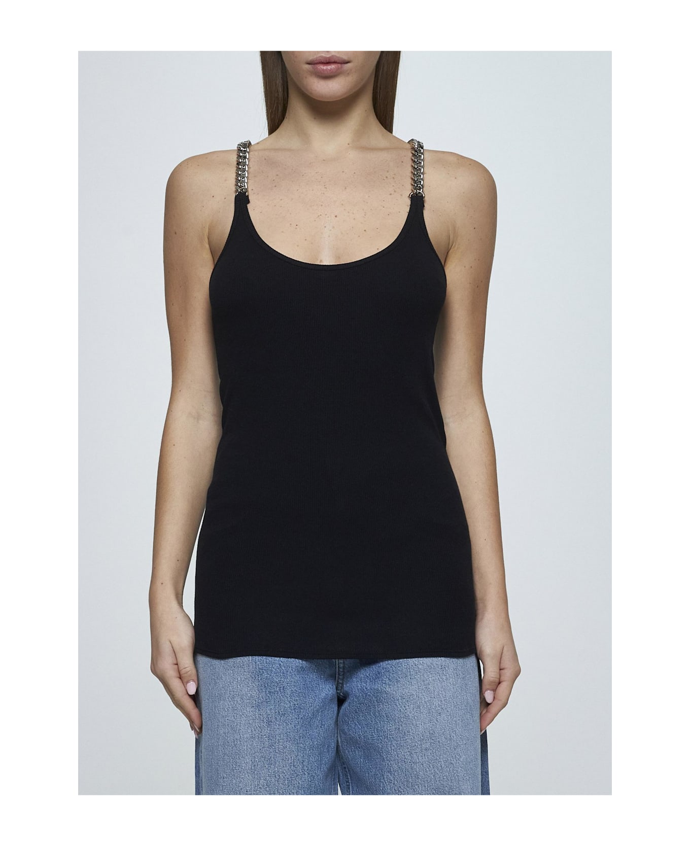 Stella McCartney Chain Straps Cotton Tank Top - Black