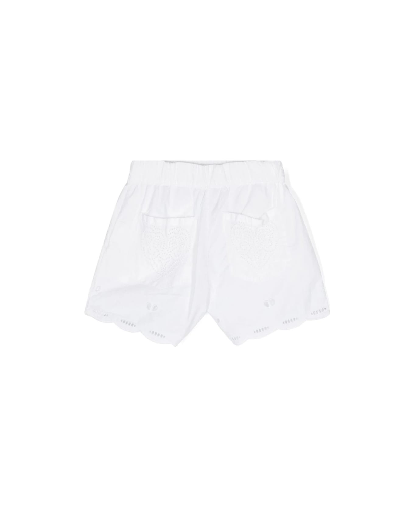 Stella McCartney Kids White Sangallo Cotton Shorts With Scalloped Hem - White