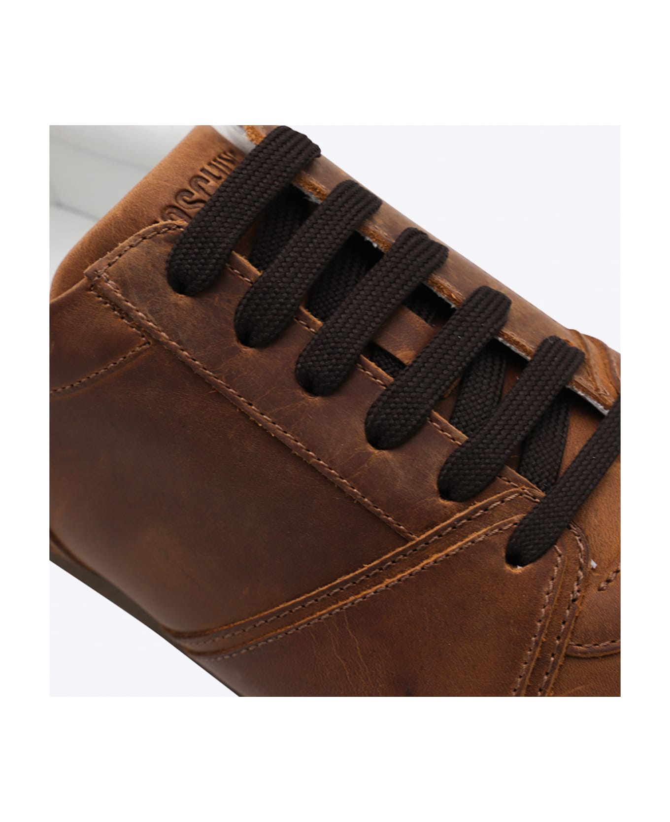 Moschino Brown Leather Sneakers - NUT