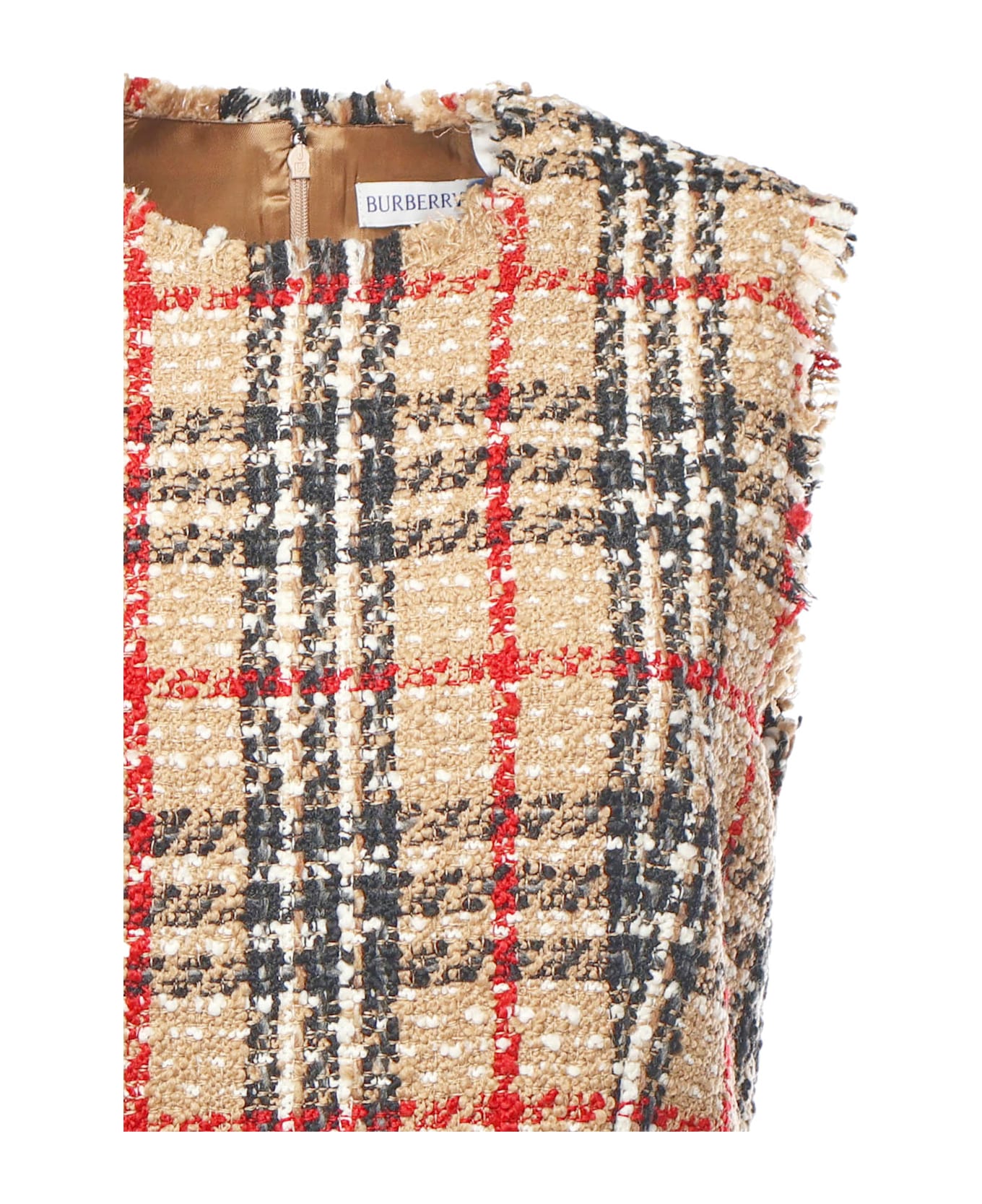 Burberry Check Bouclé Mini Dress - SAND