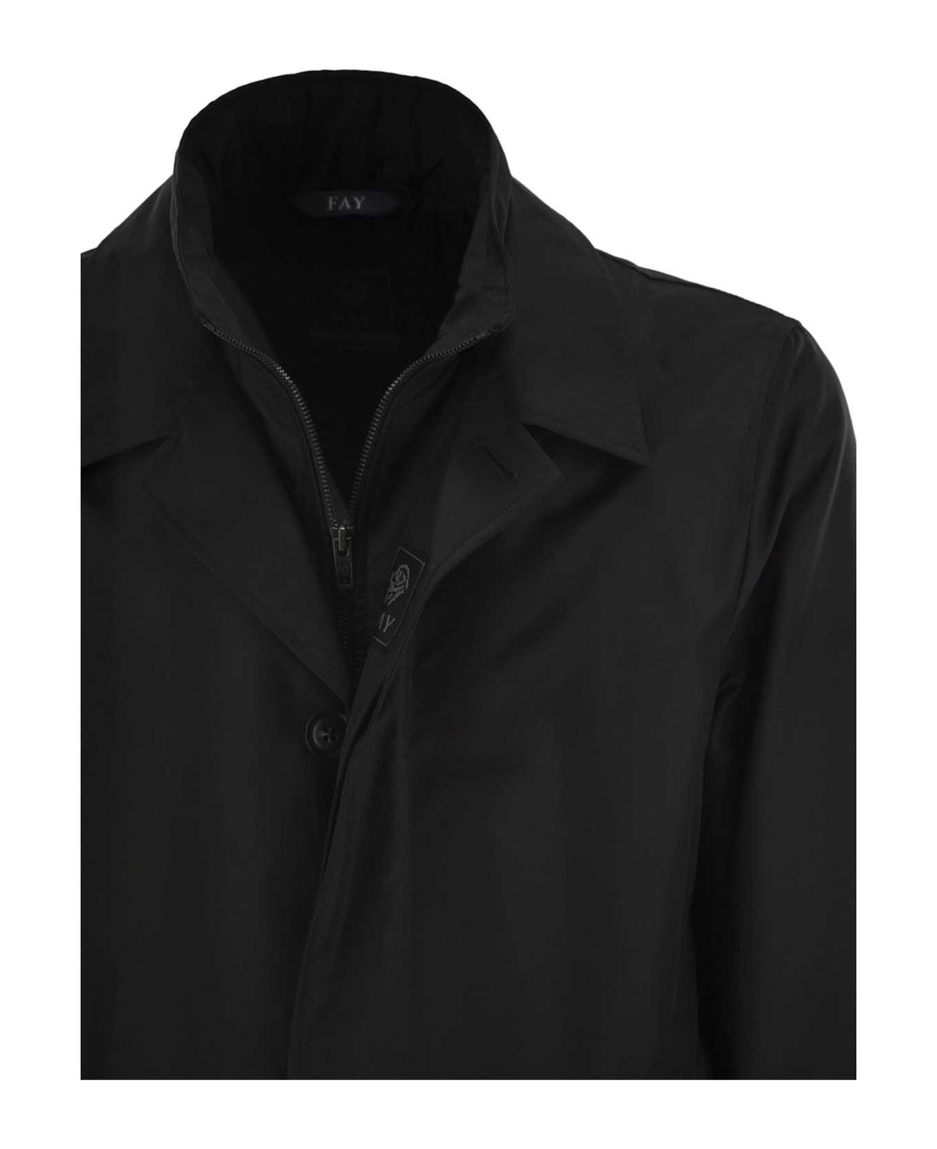 Fay Morning Coat In Technical Poplin - NERO