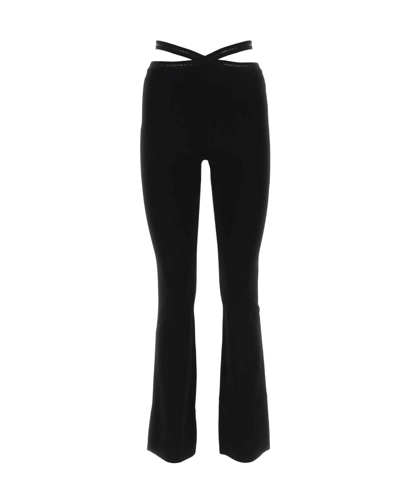 T by Alexander Wang Black Stretch Viscose Blend Pant - 001 ボトムス