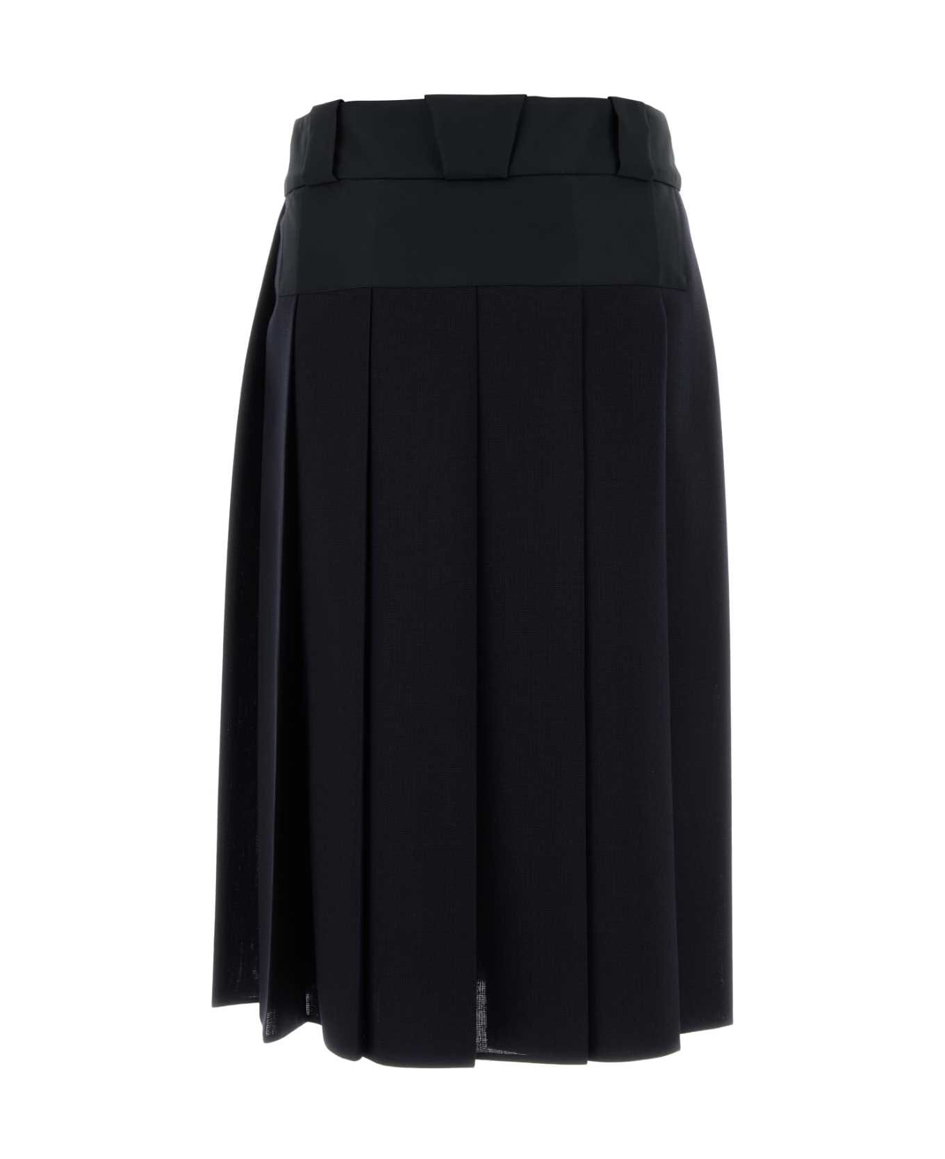 Prada Dark Blue Wool Skirt - BLEU