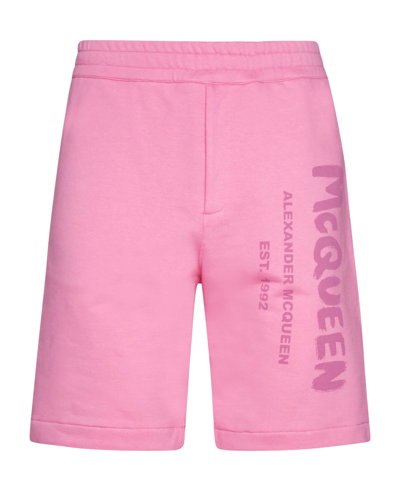 Alexander McQueen Bermuda Shorts With Graffiti Logo Print - Sugar pink mix