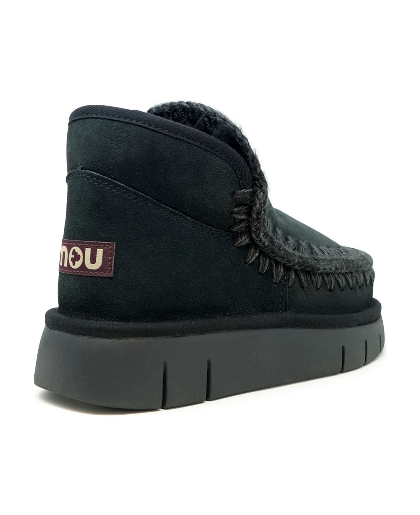 Mou Black Eskimo Bounce Leather Wool Rubber Sneaker - BLACK