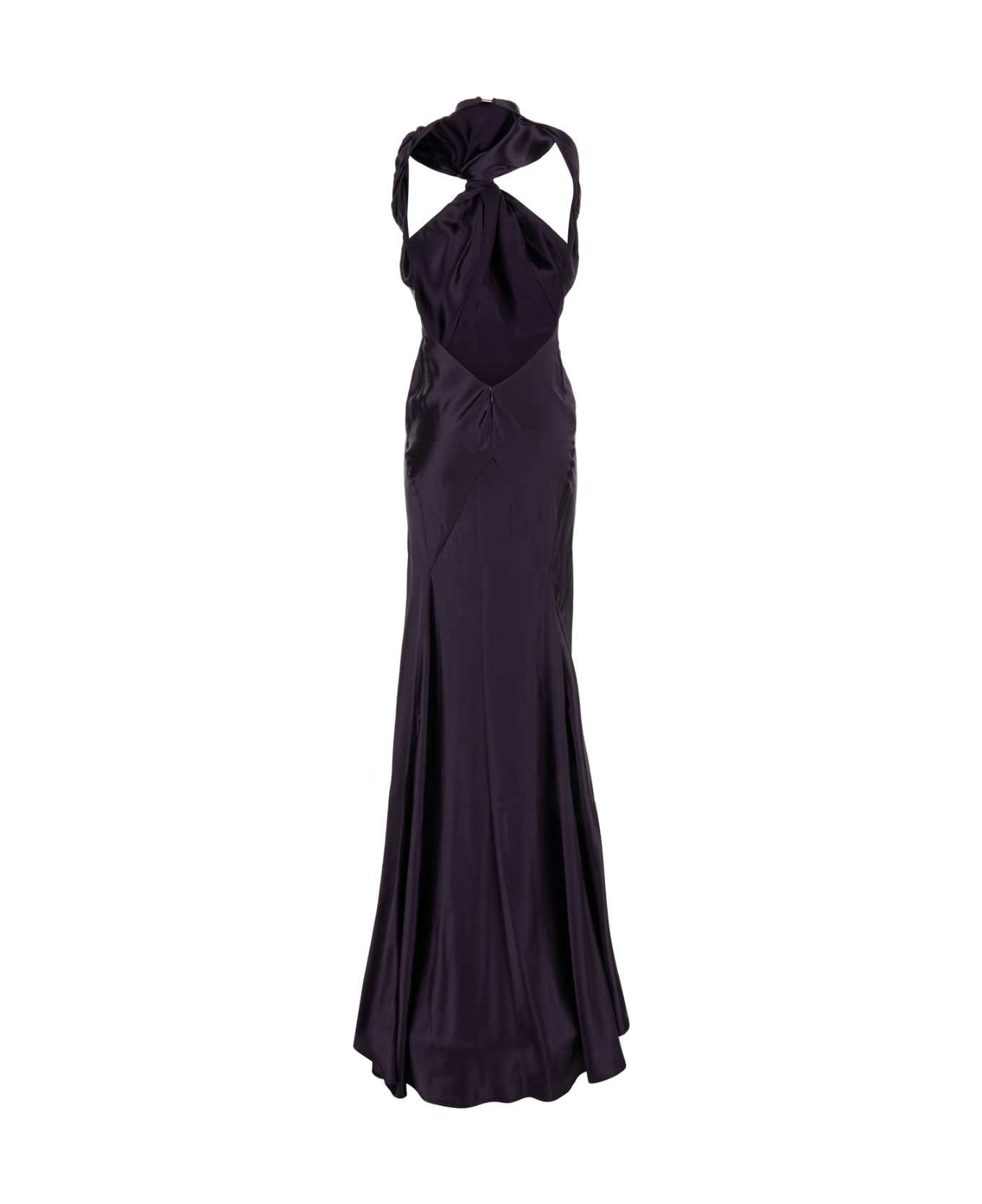 The Attico Purple Satin Long Dress - PURPLE
