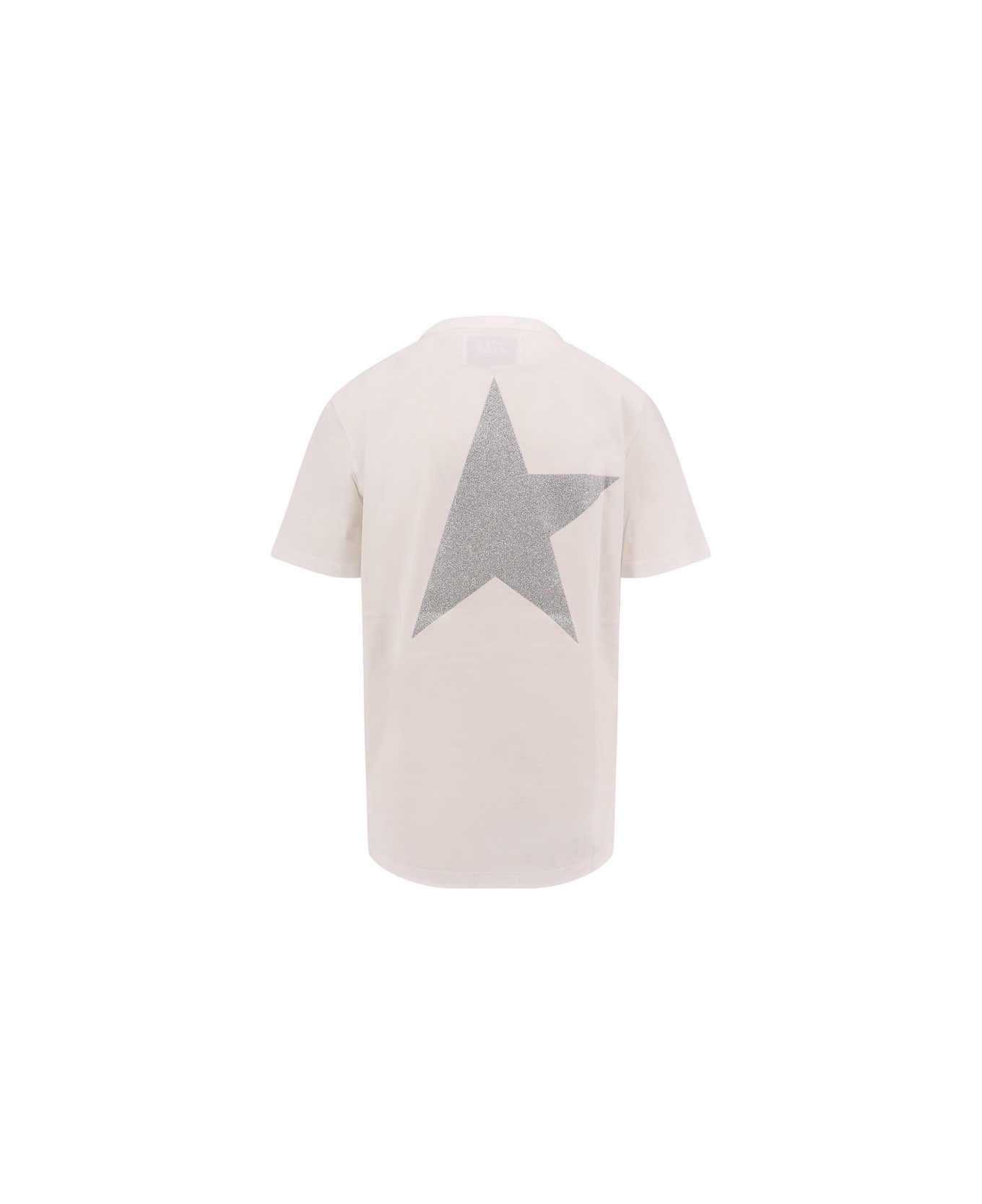 Golden Goose Cotton T-shirt With Back Glittered Print - White