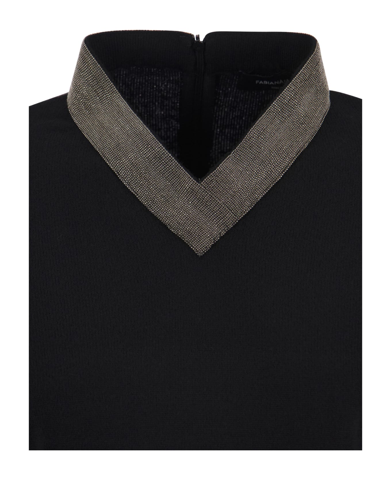 Fabiana Filippi V-neck Sweater With Necklace - Black ニットウェア