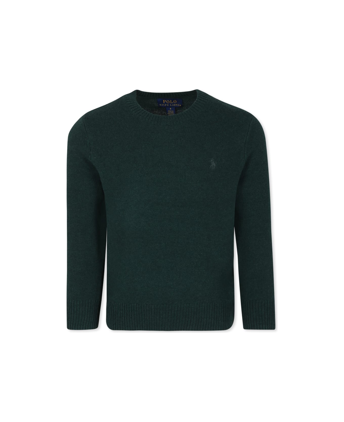 Ralph Lauren Maglione Verde Per Bambino Con Cavallino - Green