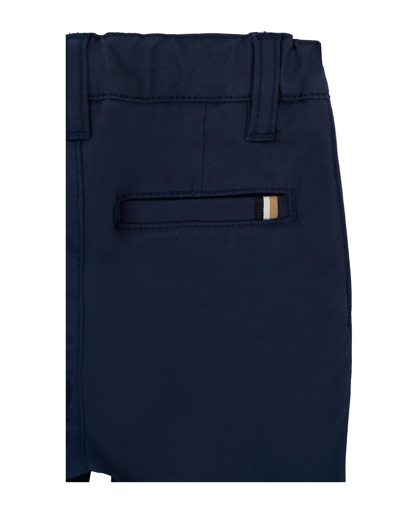 Hugo Boss Blue Trousers For Baby Boy With Logo Patch - Blue