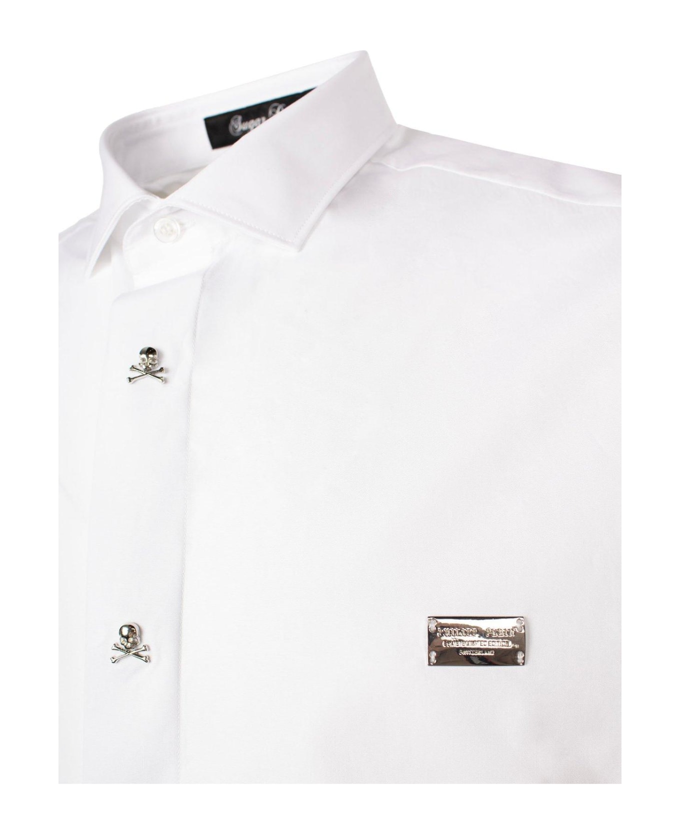 Philipp Plein Logo Plaque Long-sleeved Shirt - White シャツ