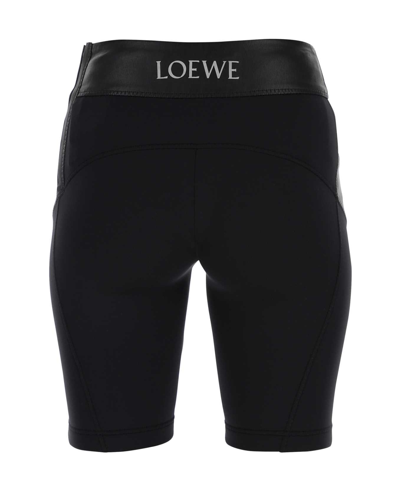 Loewe Black Leather And Fabric Leggings - BLACK ショートパンツ