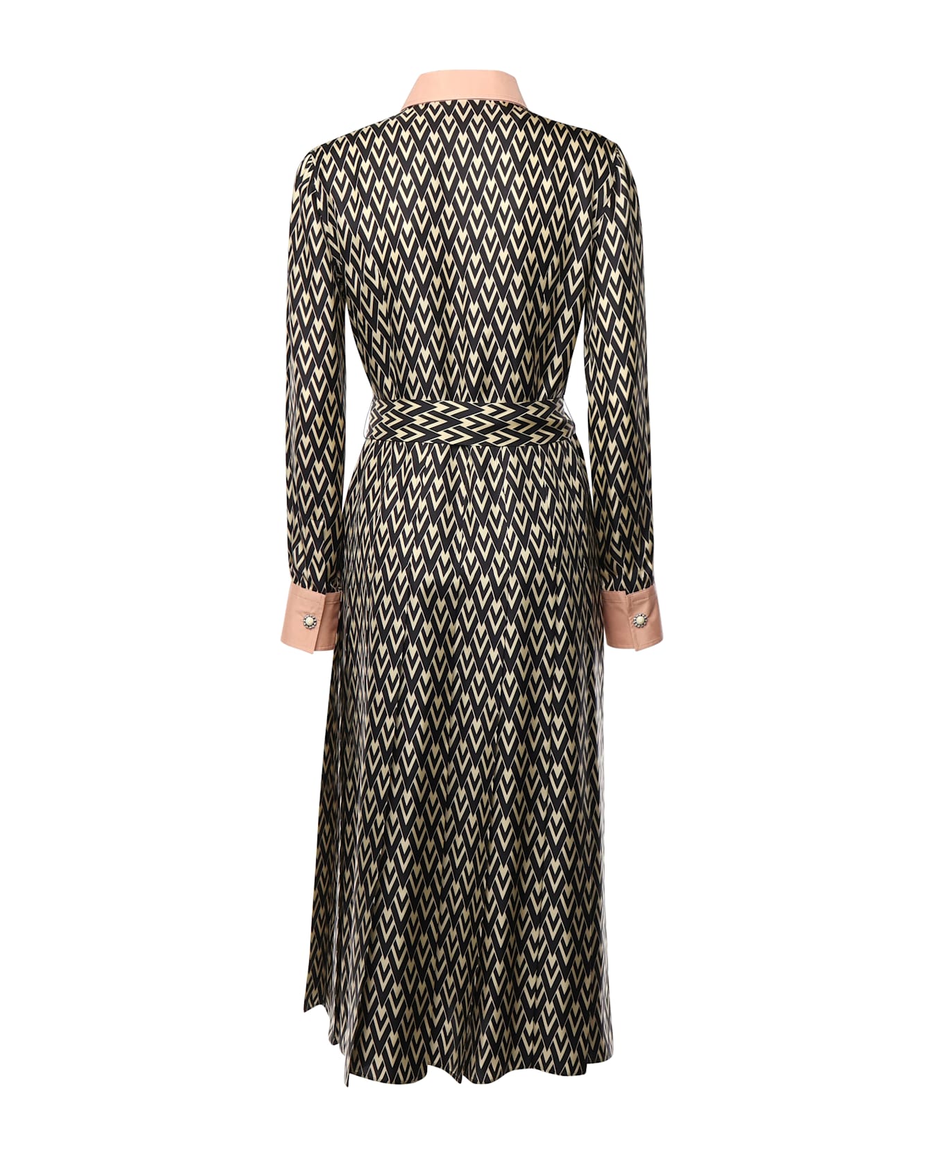 Valentino 
toute La V
 Twill Midi Dress - Black, Cream