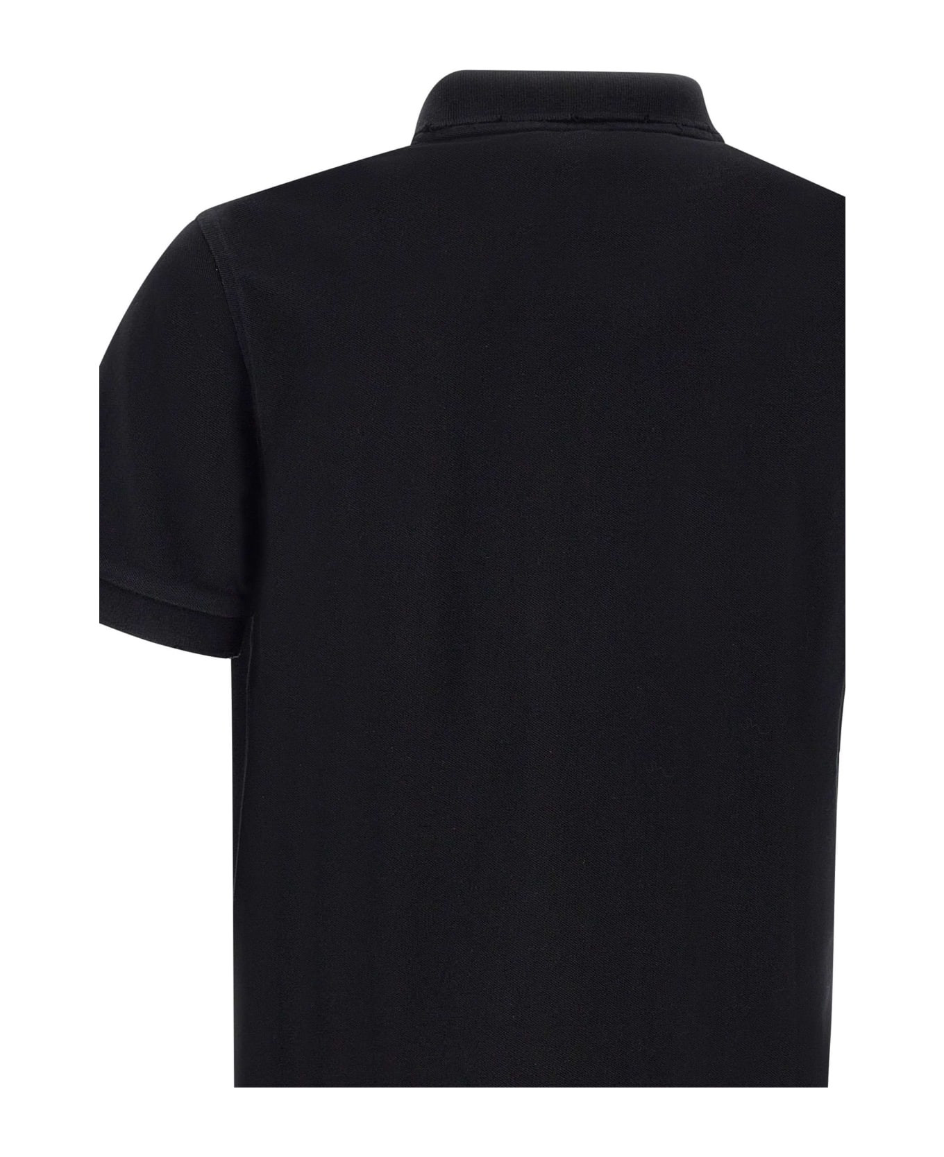 Sun 68 "solid" Cotton Polo Shirt - BLACK