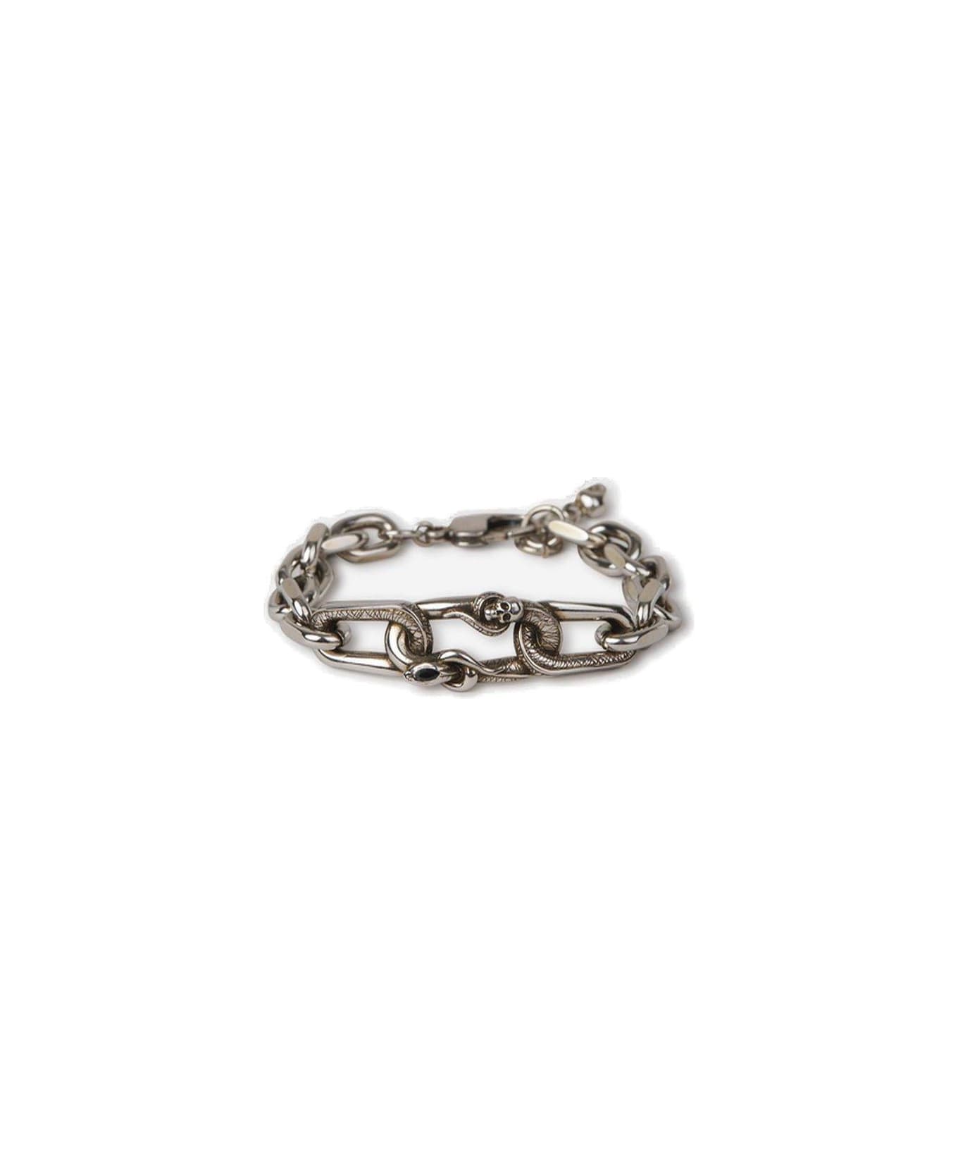 Alexander McQueen Snake & Skull Chain Bracelet - A.silver+jet sw ブレスレット