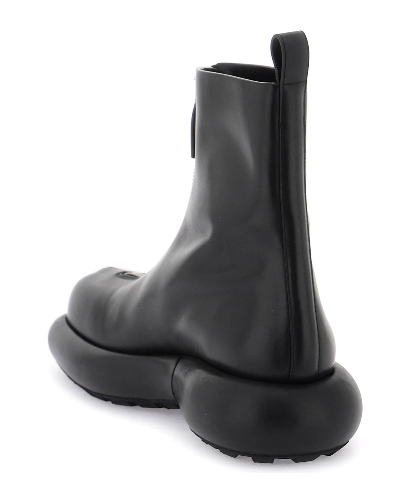 Jil Sander Zippered Leather Ankle Boots - BLACK (Black)