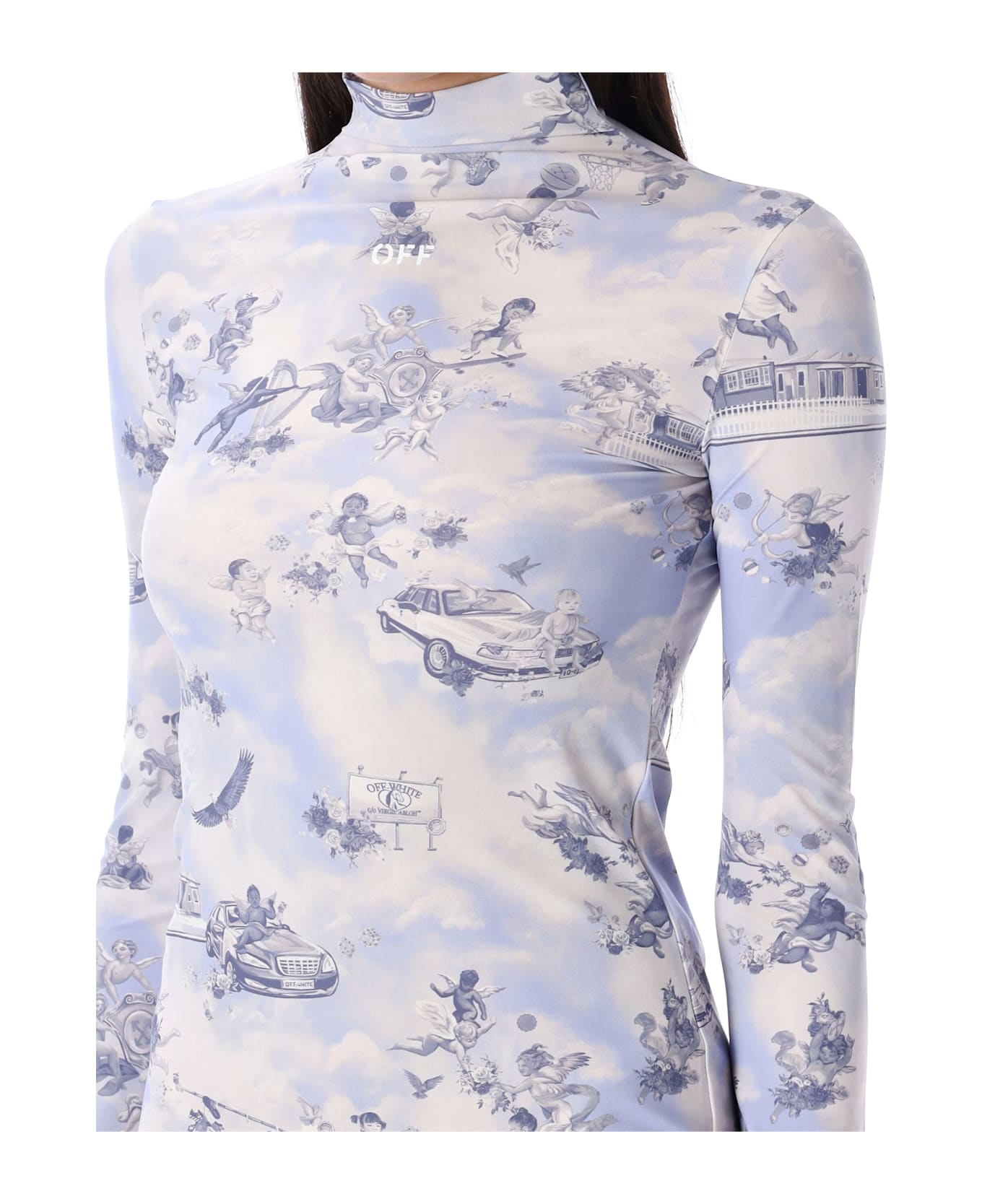 Off-White Fresco Short Dress - WHITE LILLAC