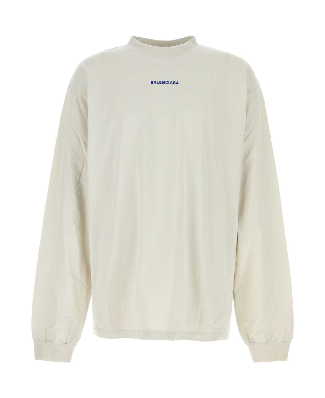 Balenciaga Chalk Cotton T-shirt - DIRTY WHT/SPORT BLUE