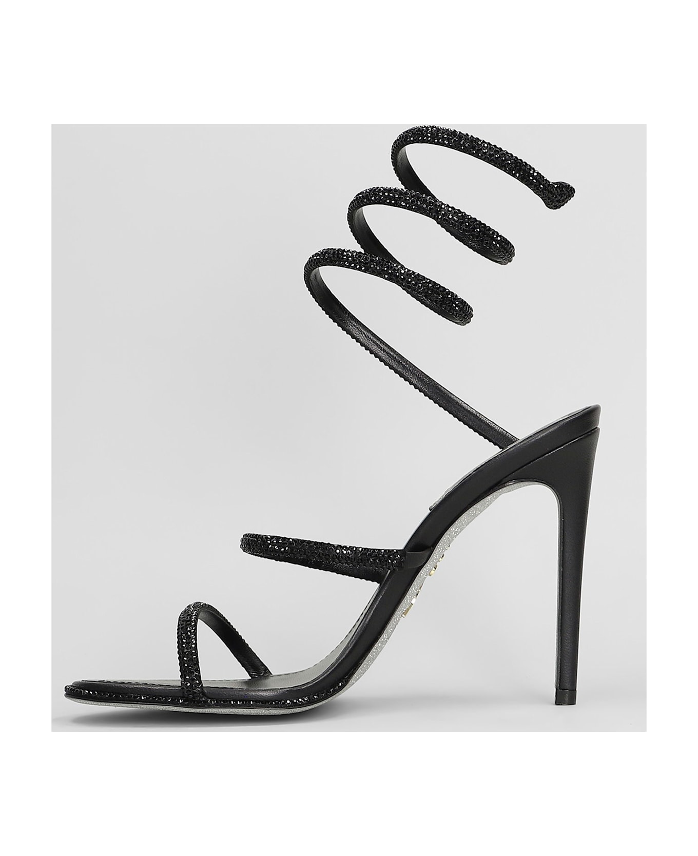 René Caovilla Cleo Sandals In Black Leather - black
