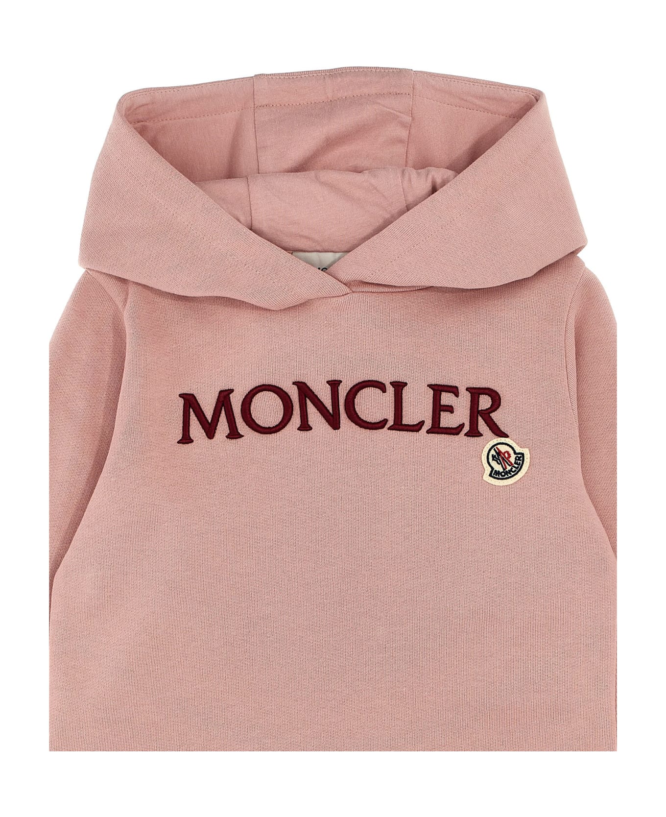 Moncler Logo Embroidery Hoodie - Pink
