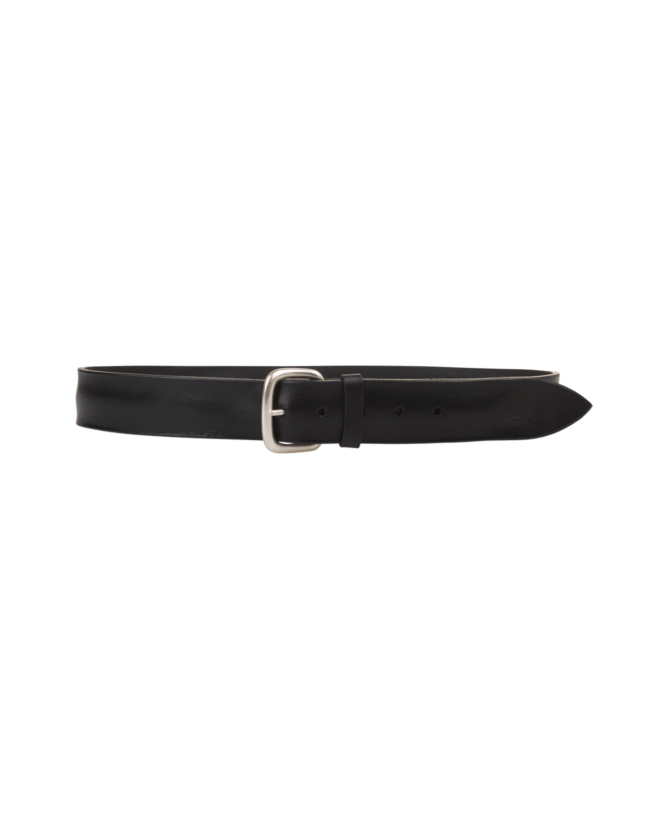 Orciani Black Leather Bull Soft Belt - Black