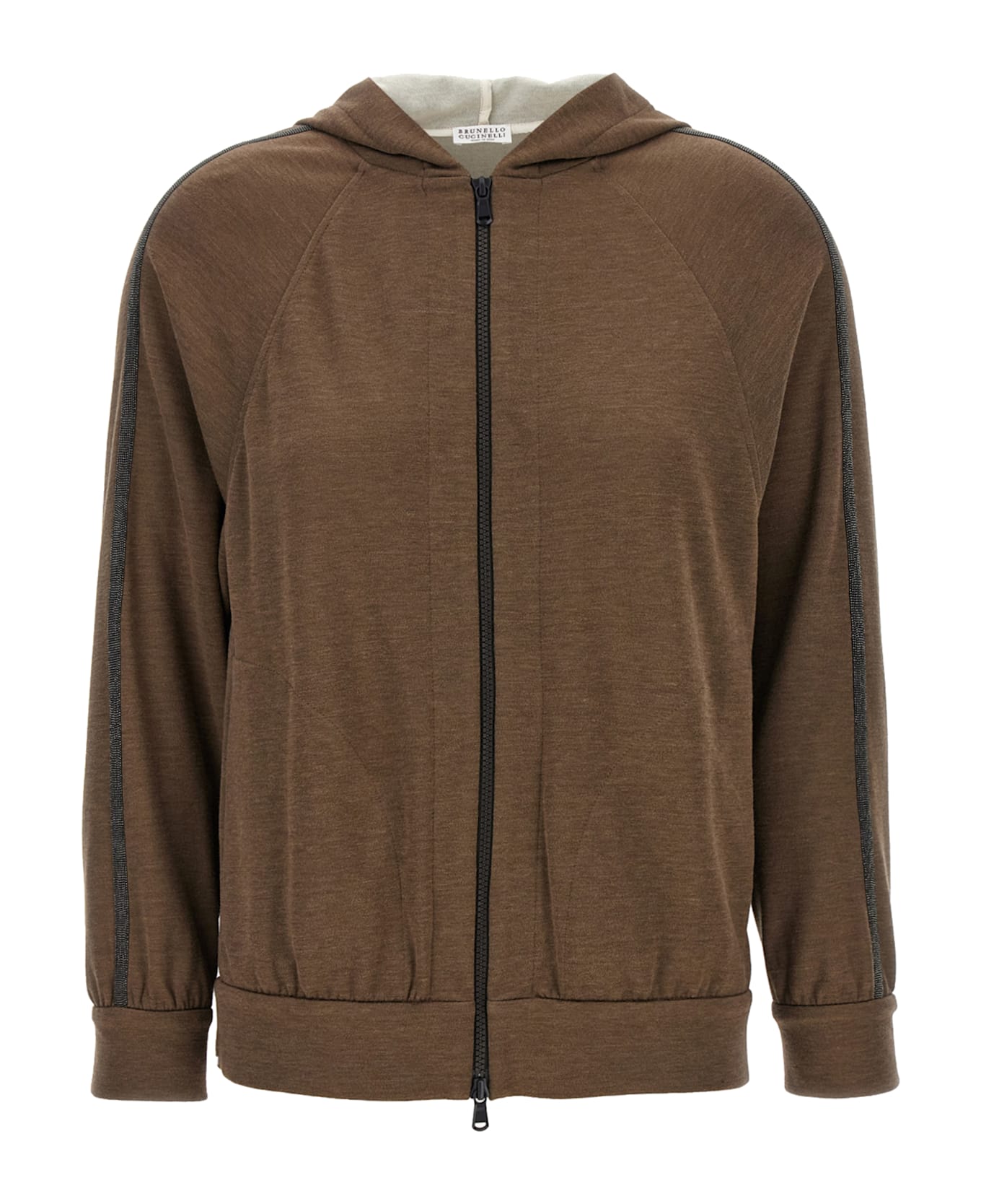 Brunello Cucinelli 
shiny Trims
 Hoodie - Brown