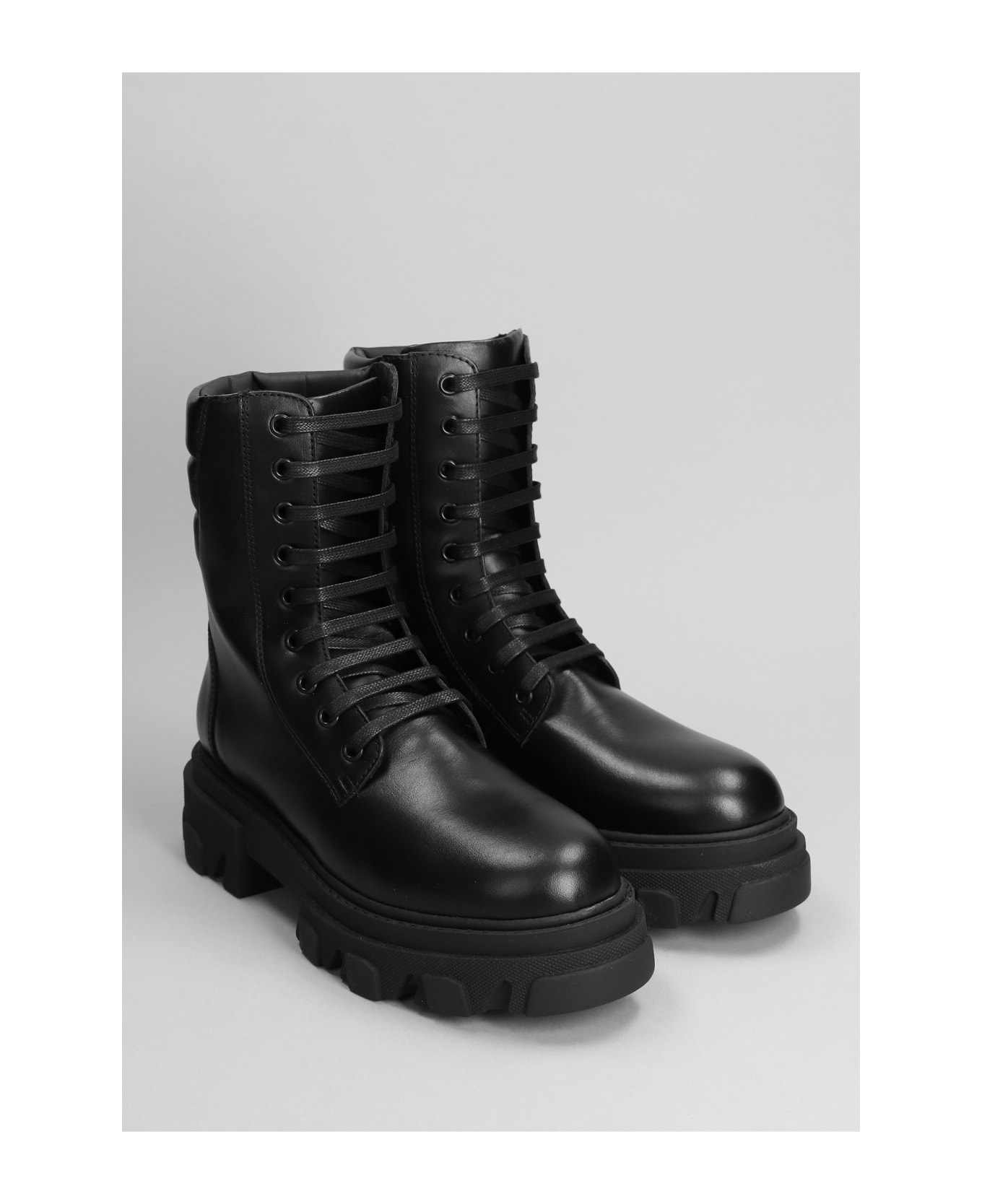 GIA BORGHINI Gia 35 Combat Boots In Black Leather - black