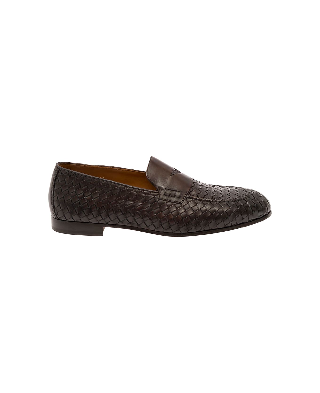 Doucal's Brown Pull On Loafers In Woven Leather Man - T.Moro ローファー＆デッキシューズ
