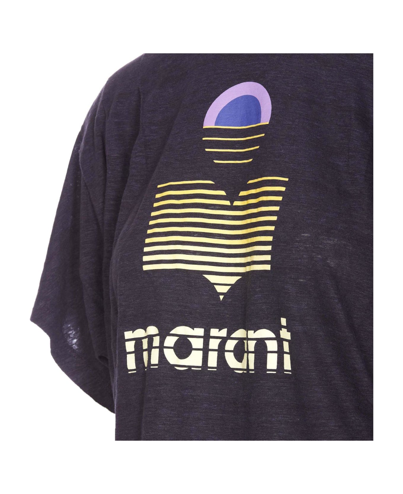 Marant Étoile Logo Printed Cropped T-shirt - FADED NIGHT