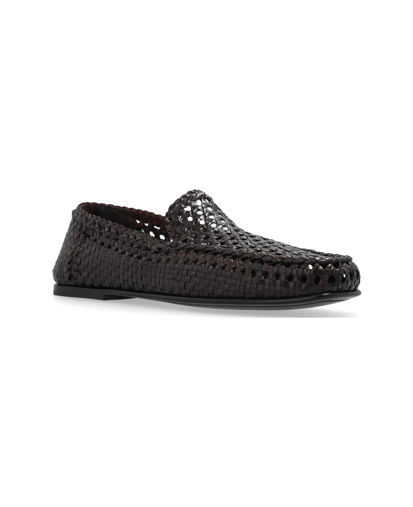 Dolce & Gabbana Hand-woven Driver Loafers - Dark Brown