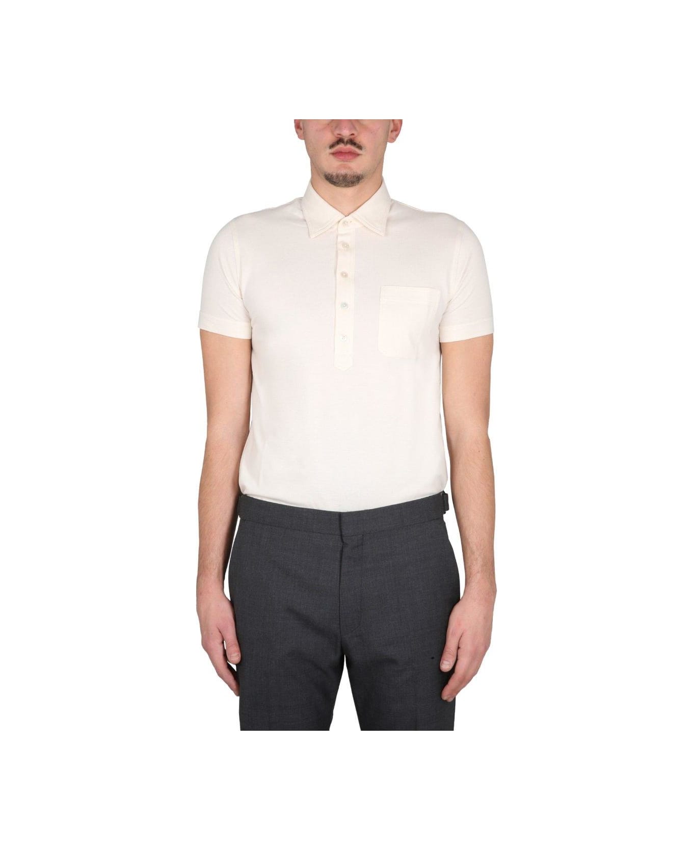 Tom Ford Straight Hem Short-sleeved Polo Shirt - BIANCO